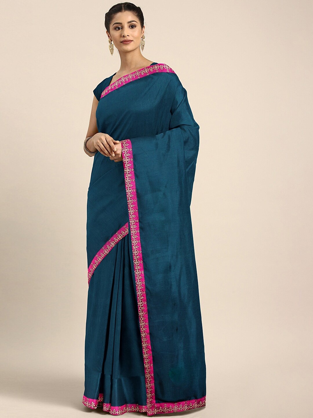 

KALINI Embroidered Saree, Teal