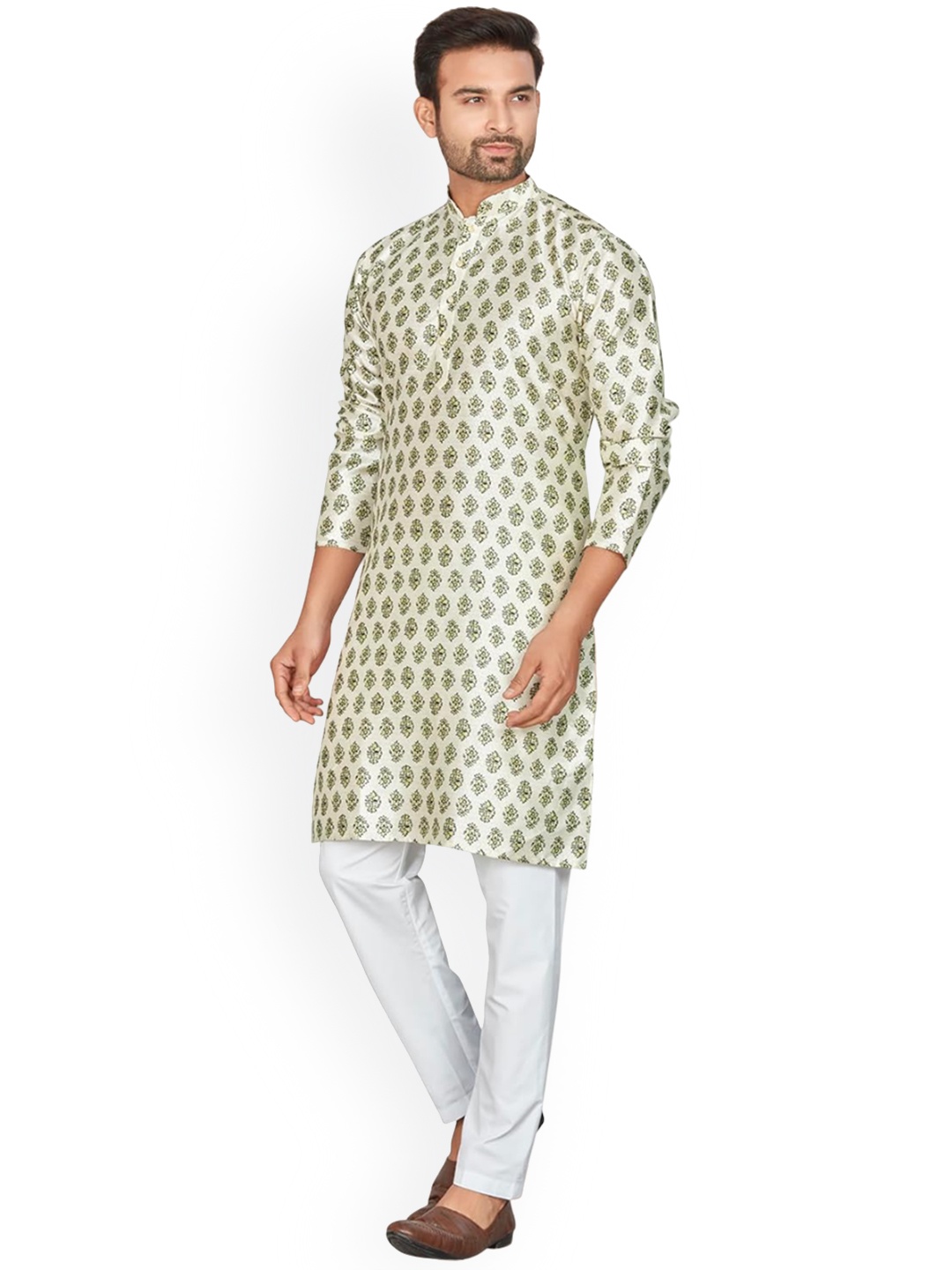

Anouk Men Floral Printed Designer Kurta, Green