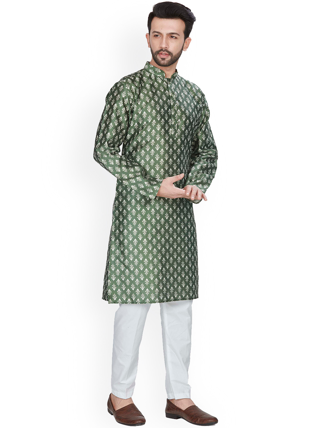

Anouk Men Ethnic Motifs Printed Designer Kurta, Green