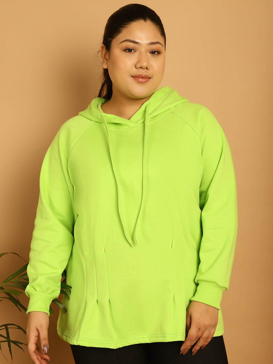 

theRebelinme Plus Size Hooded Long Sleeves Pullover, Green