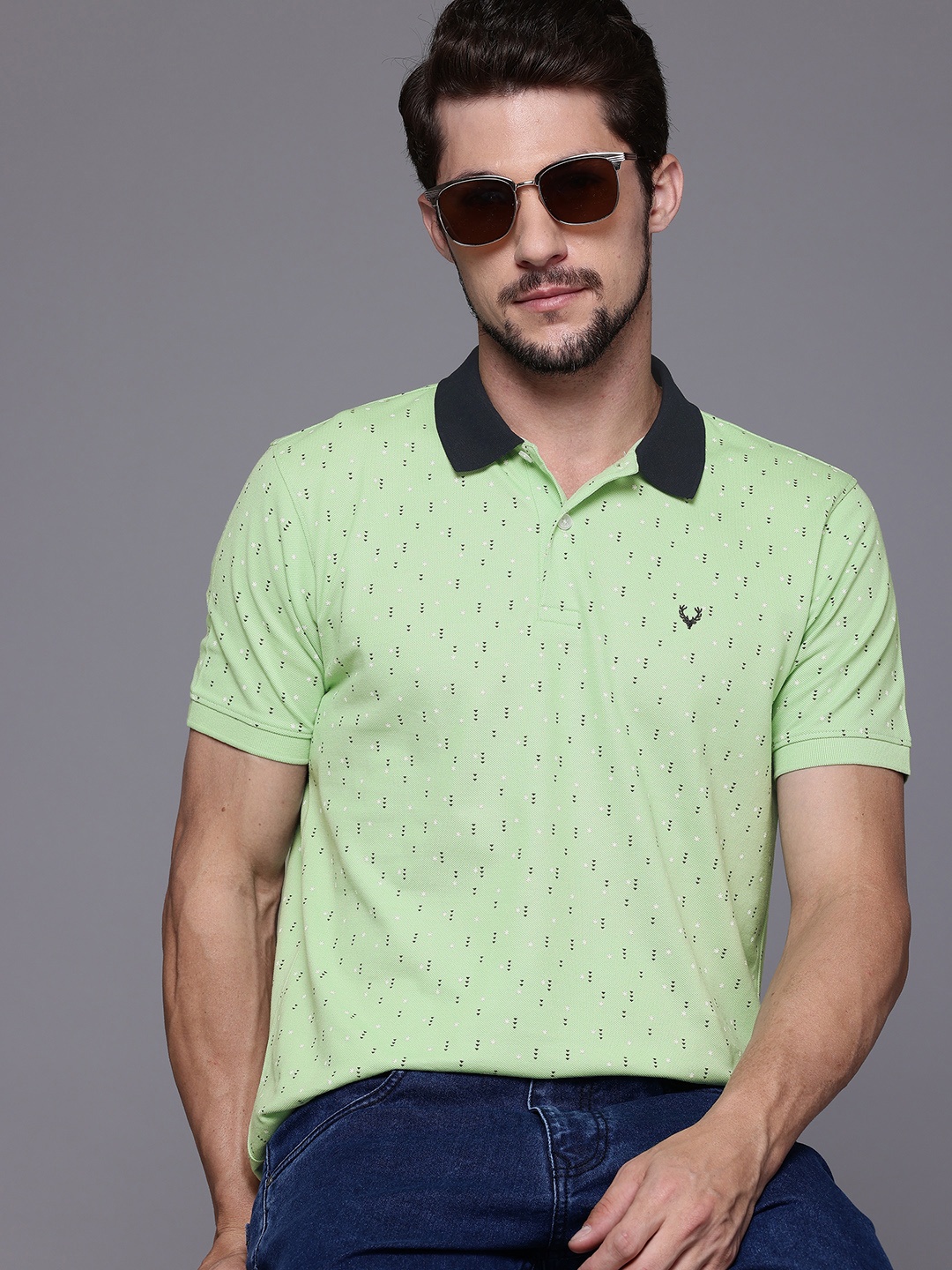 

Allen Solly Printed Polo Collar T-shirt, Green