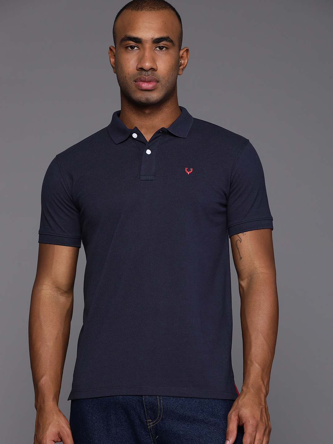 Allen Solly Polo Collar Regular Fit T-shirt, Navy blue