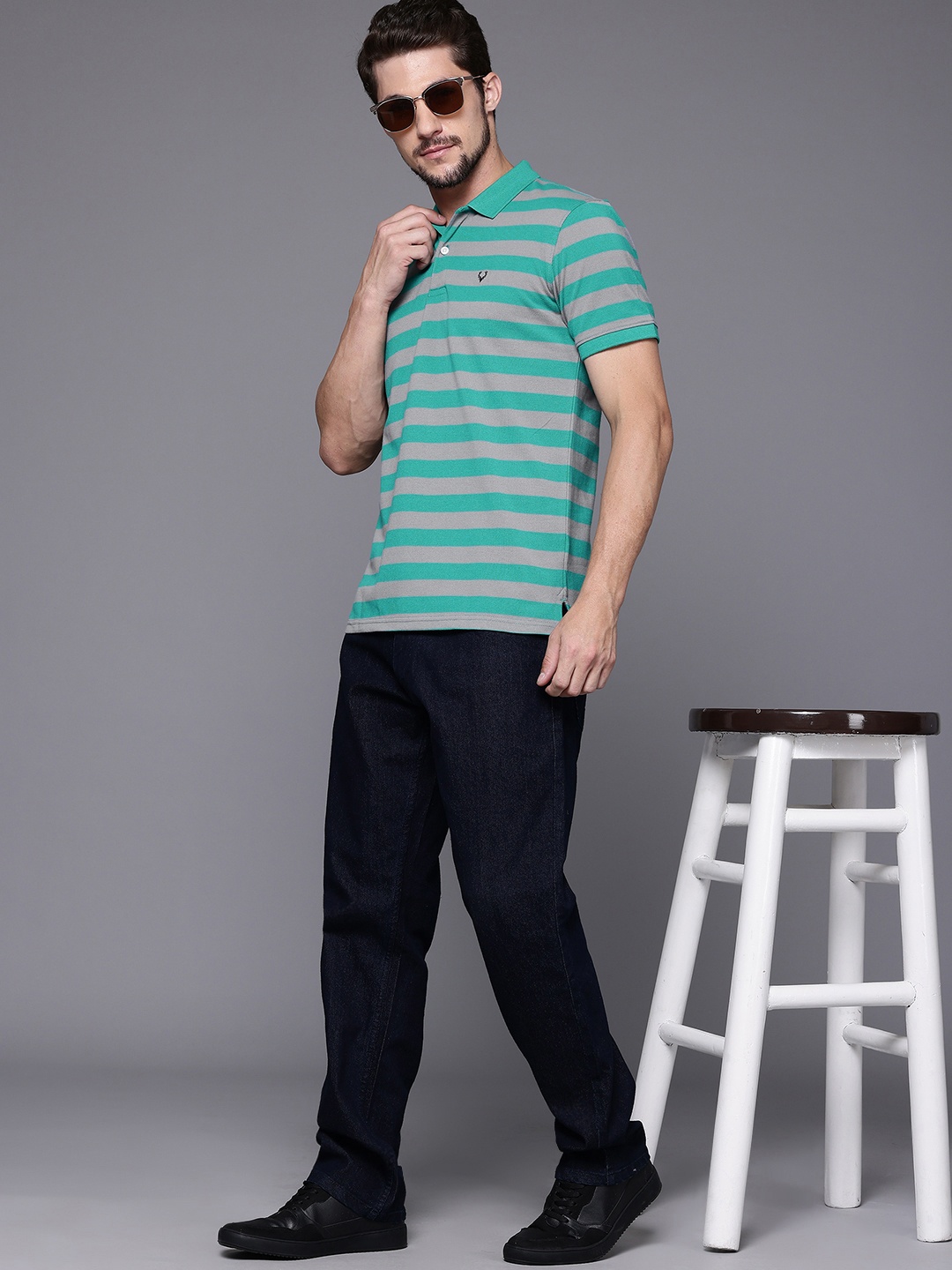 

Allen Solly Striped Polo Collar T-shirt, Green