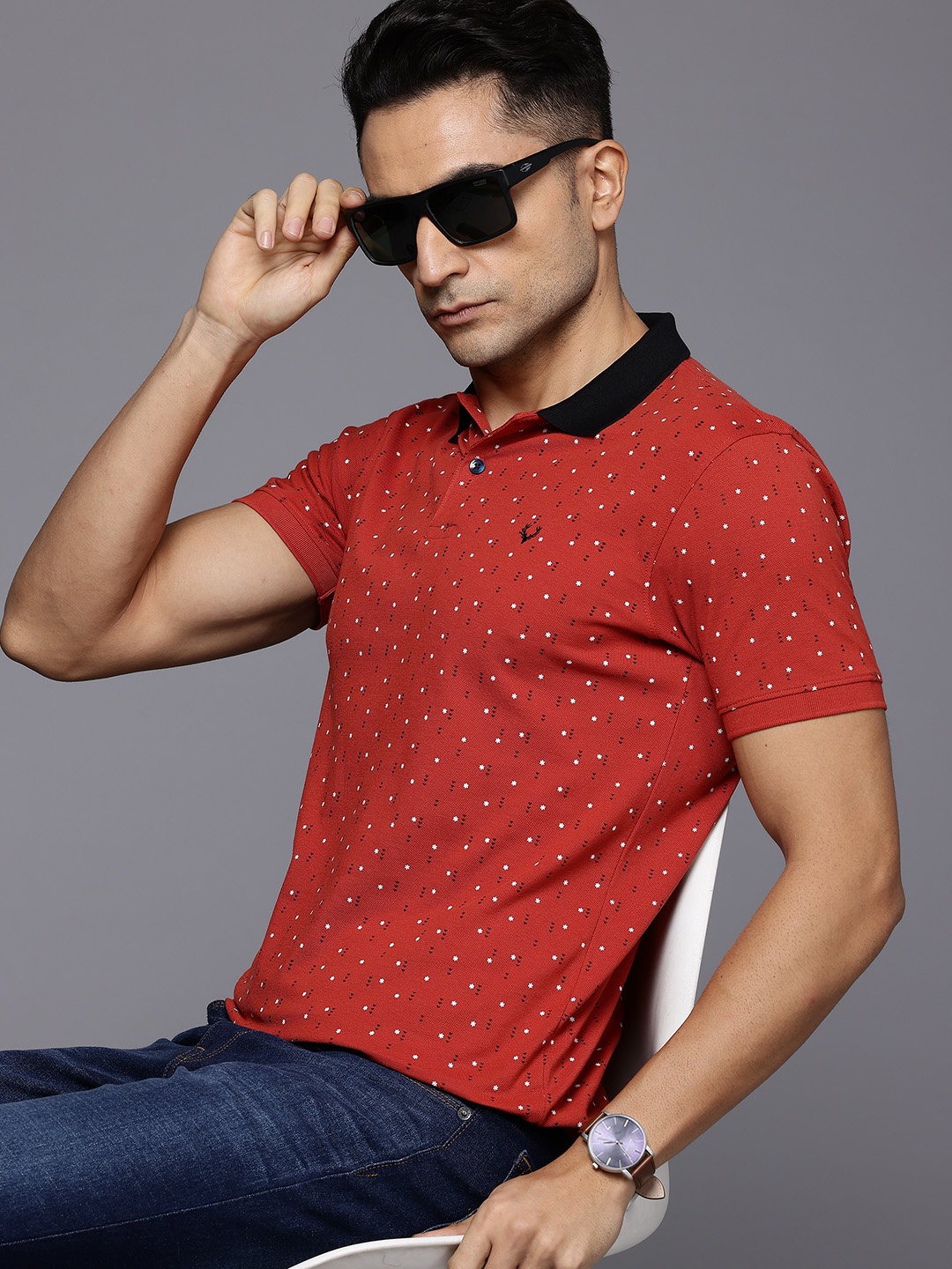 

Allen Solly Printed Polo Collar T-shirt, Rust