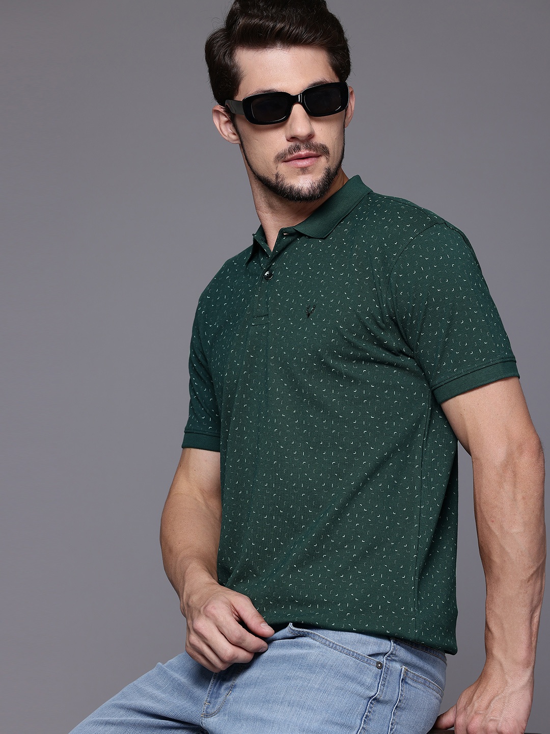 

Allen Solly Printed Polo Collar T-shirt, Green