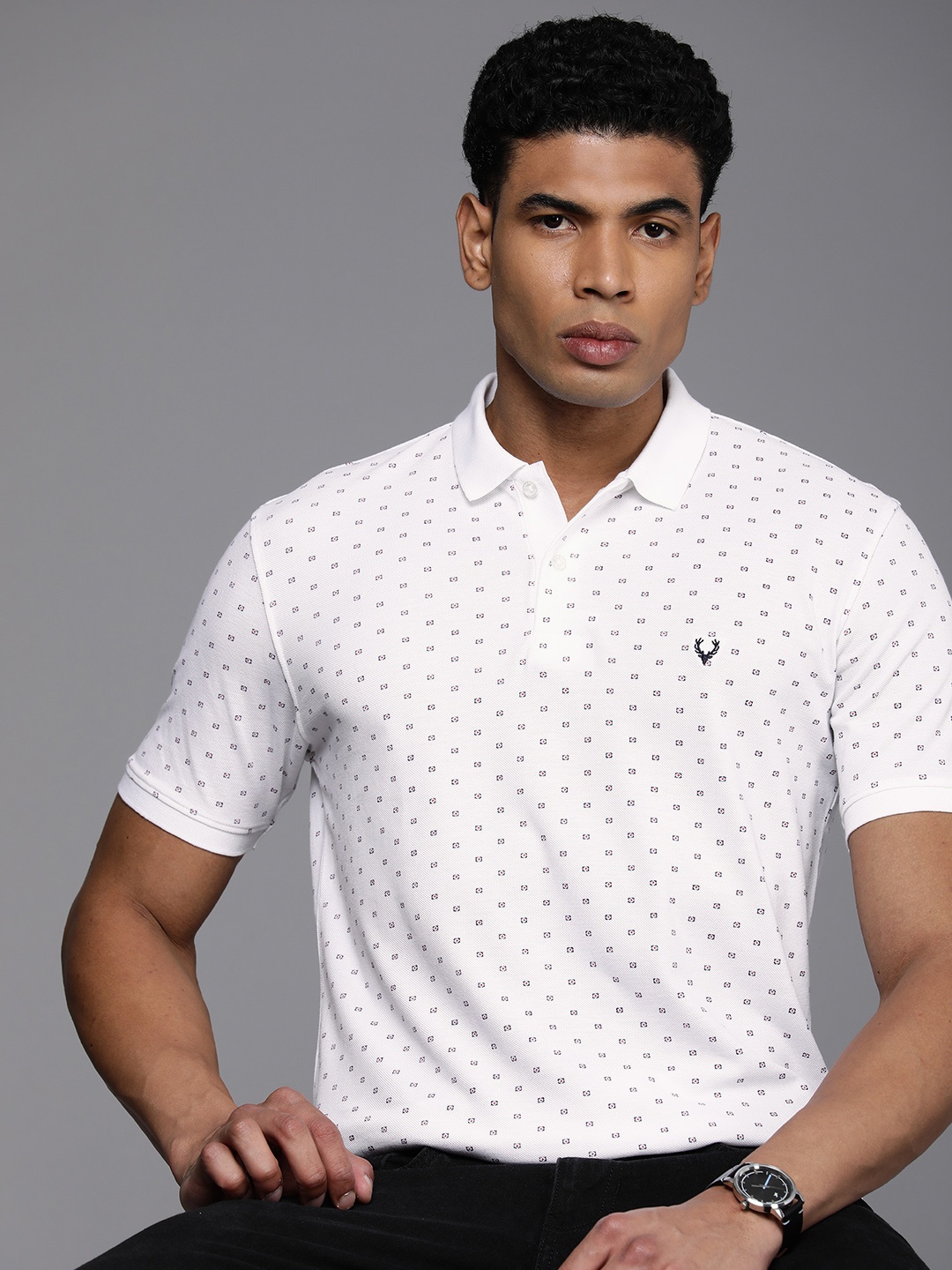 

Allen Solly Printed Polo Collar Pure Cotton T-shirt, White