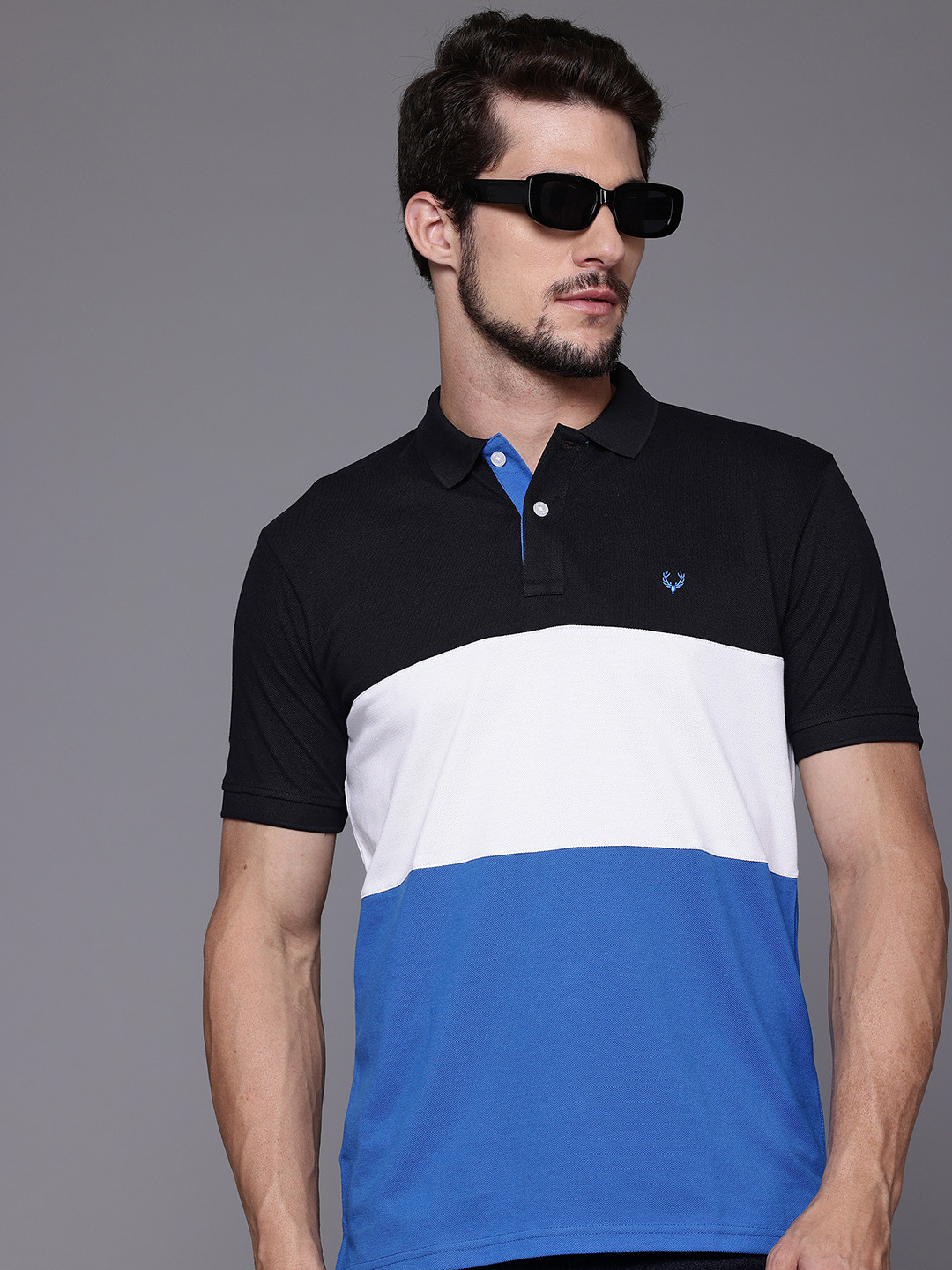 

Allen Solly Colourblocked Polo Collar T-shirt, Black