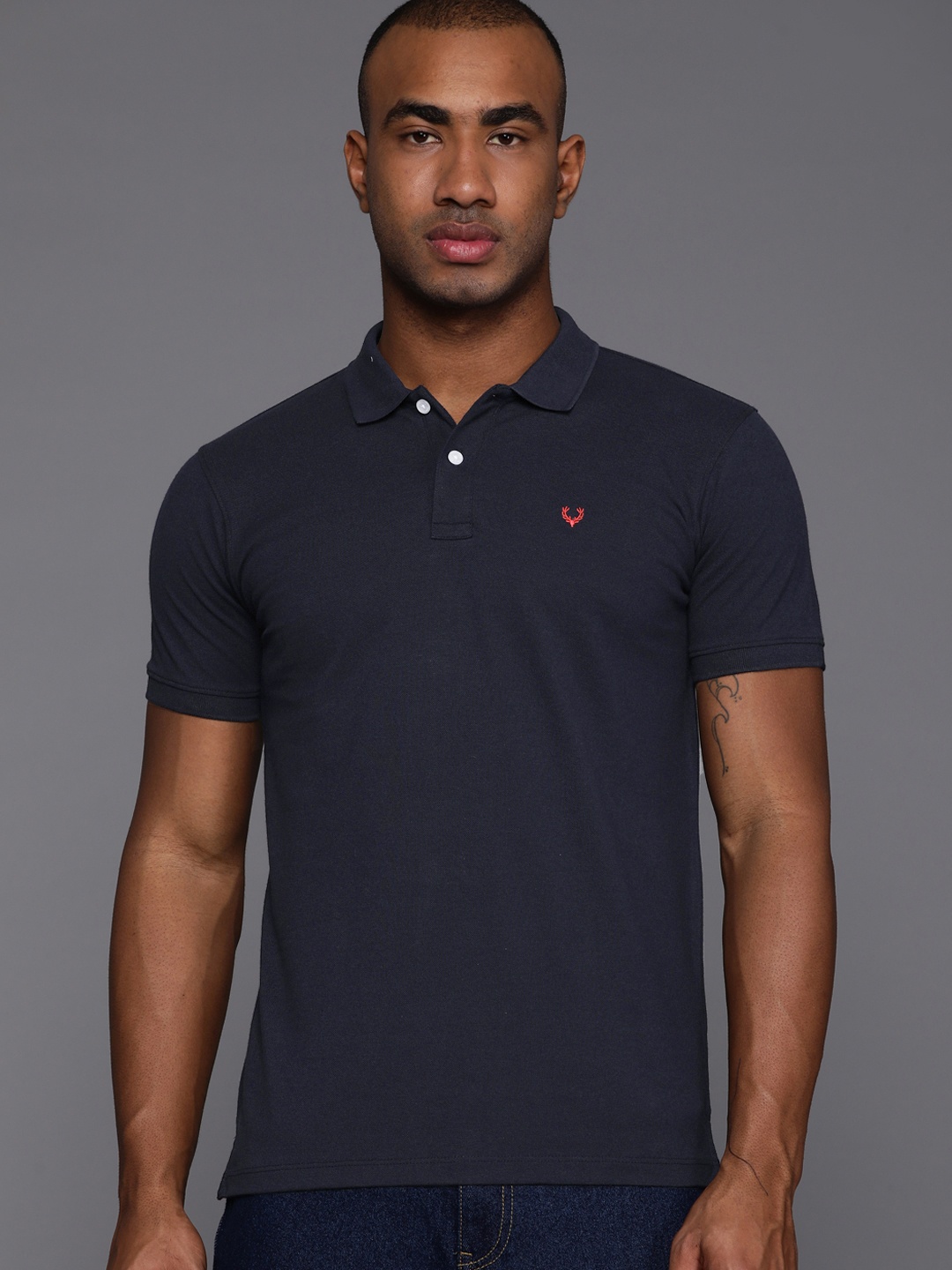 Allen Solly Polo Collar T-shirt, Navy blue