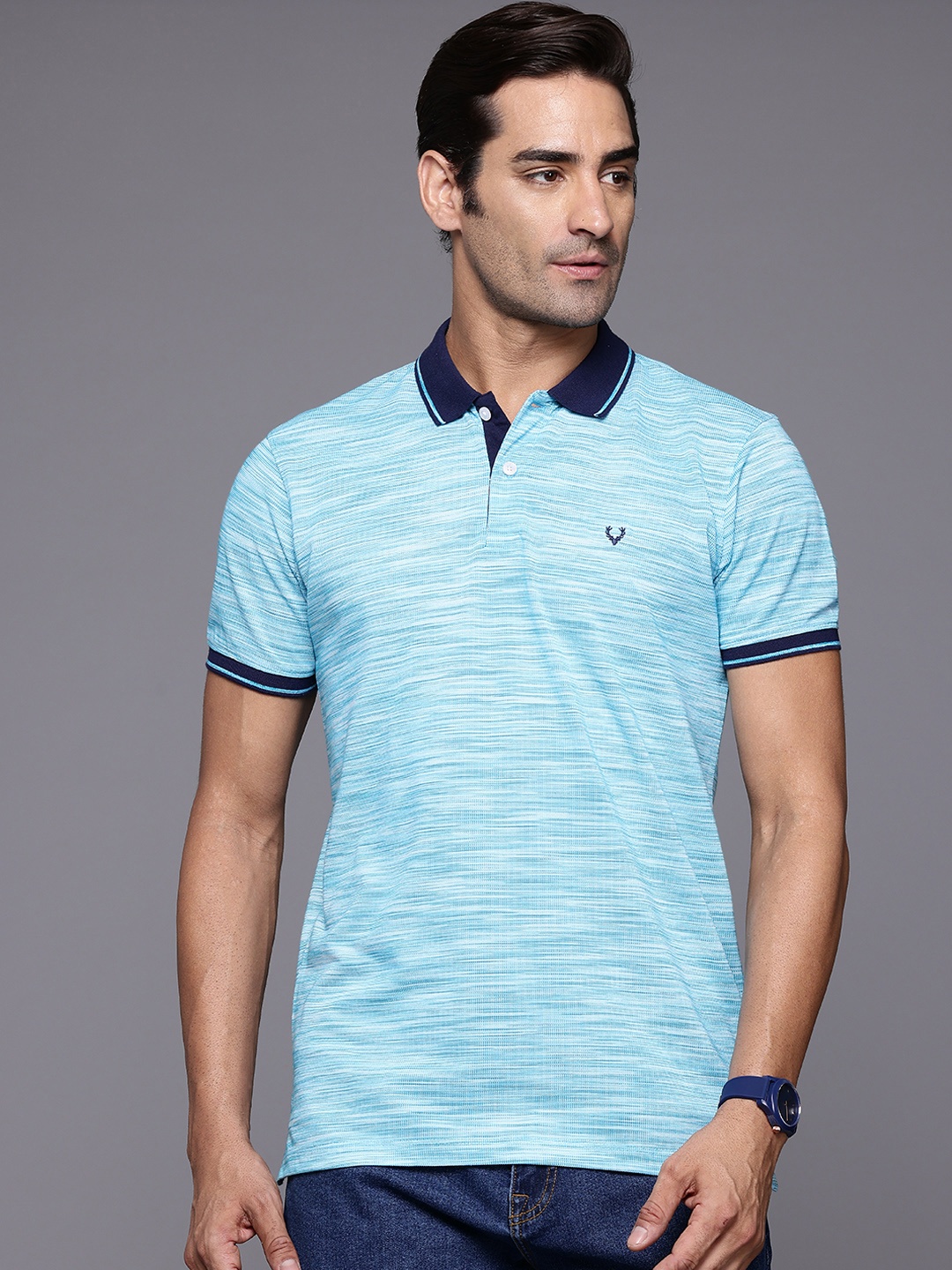 

Allen Solly Slub Effect Polo Collar T-shirt, Blue