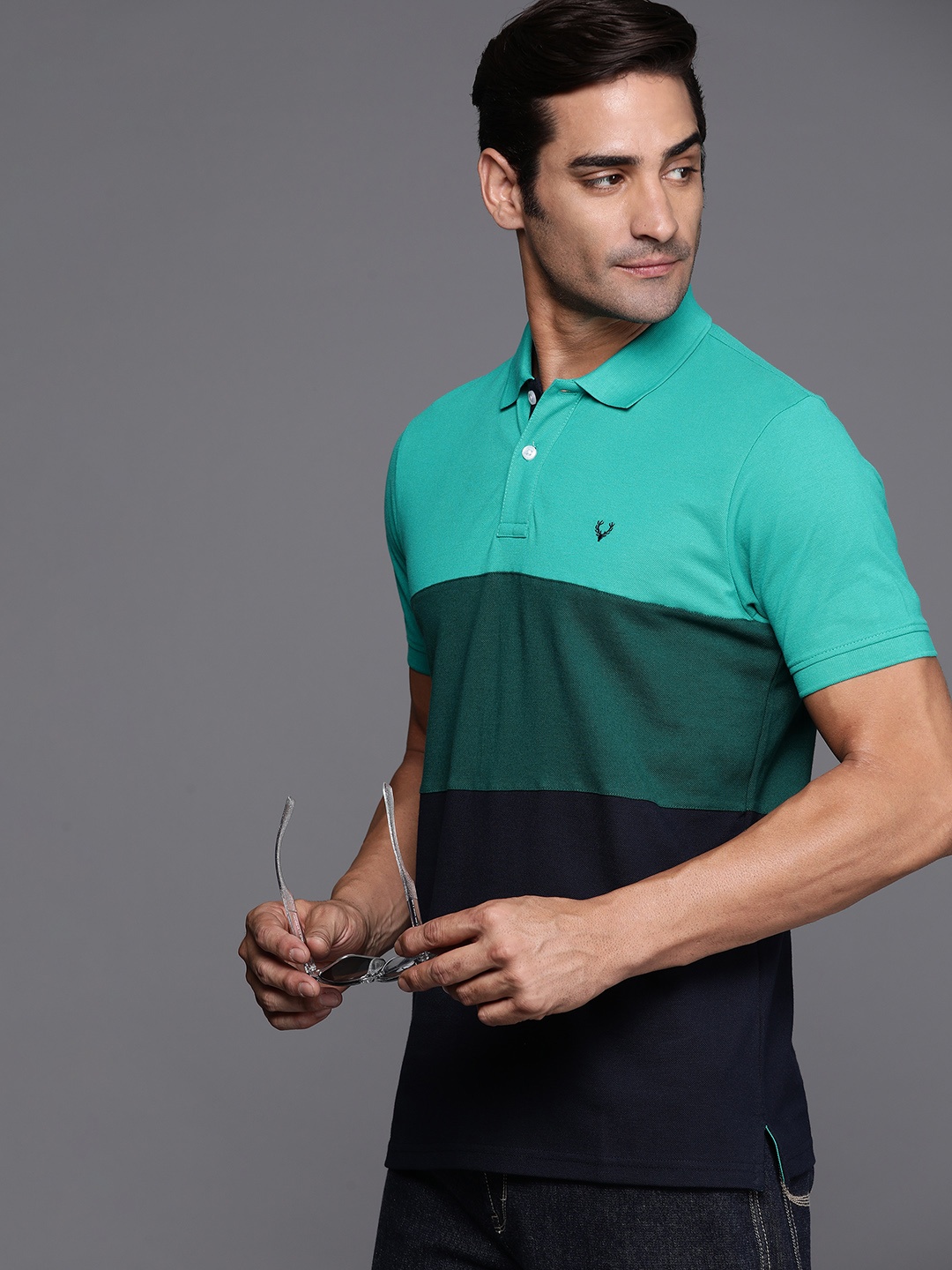 

Allen Solly Colourblocked Polo Collar T-shirt, Green