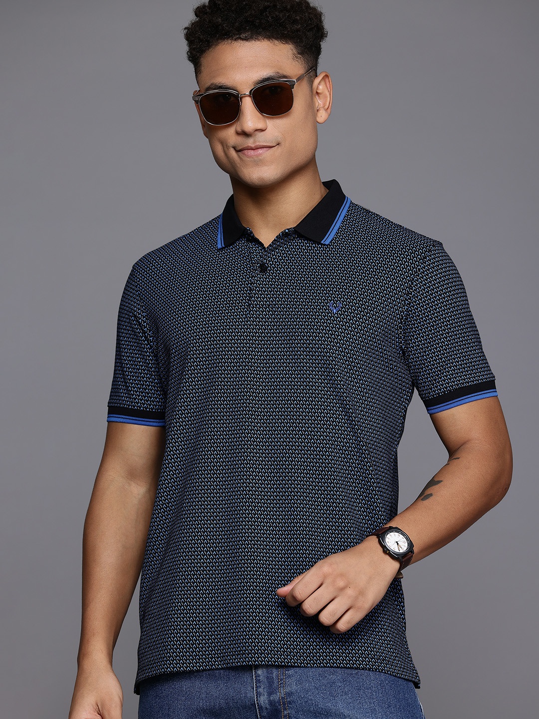 

Allen Solly Typography Printed Polo Collar T-shirt, Black