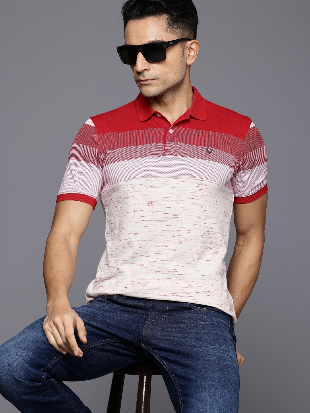 

Allen Solly Colourblocked Polo Collar T-shirt, Red