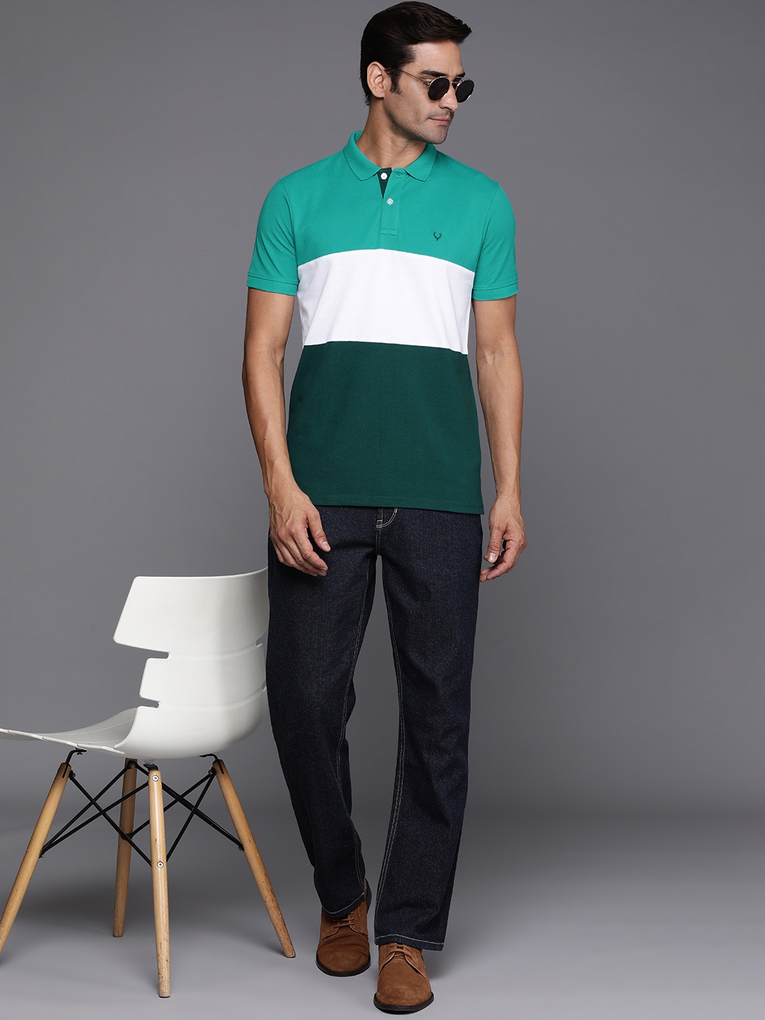 

Allen Solly Colourblocked Polo Collar T-shirt, Green