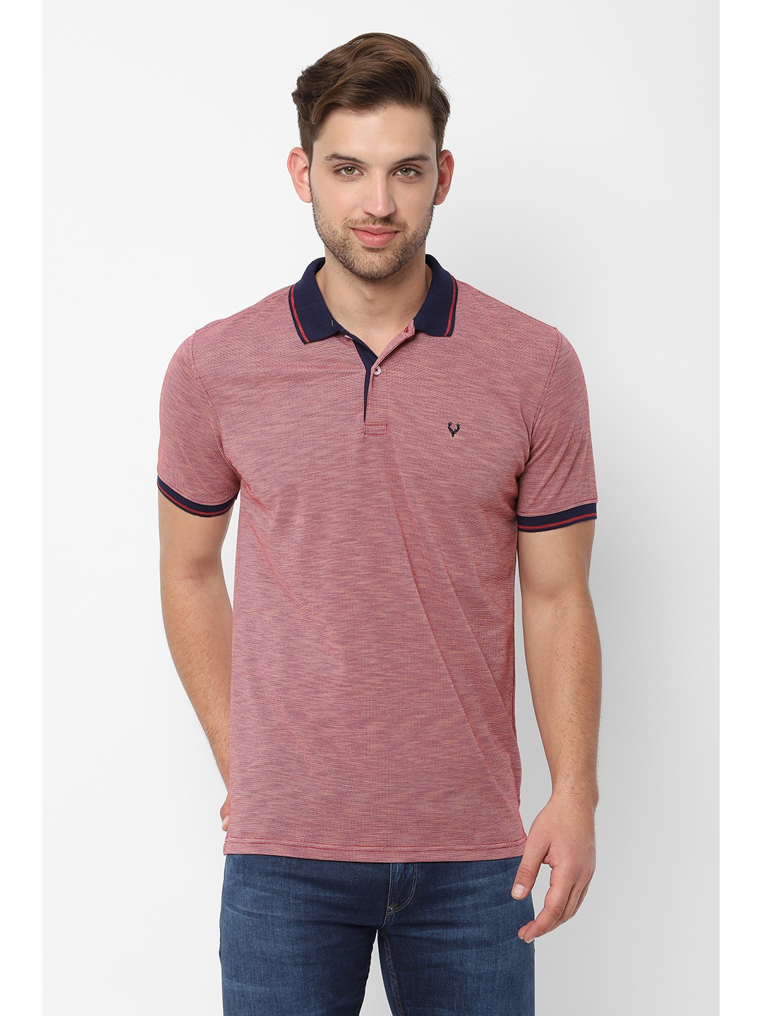 

Allen Solly Slub Effect Polo Collar T-shirt, Red