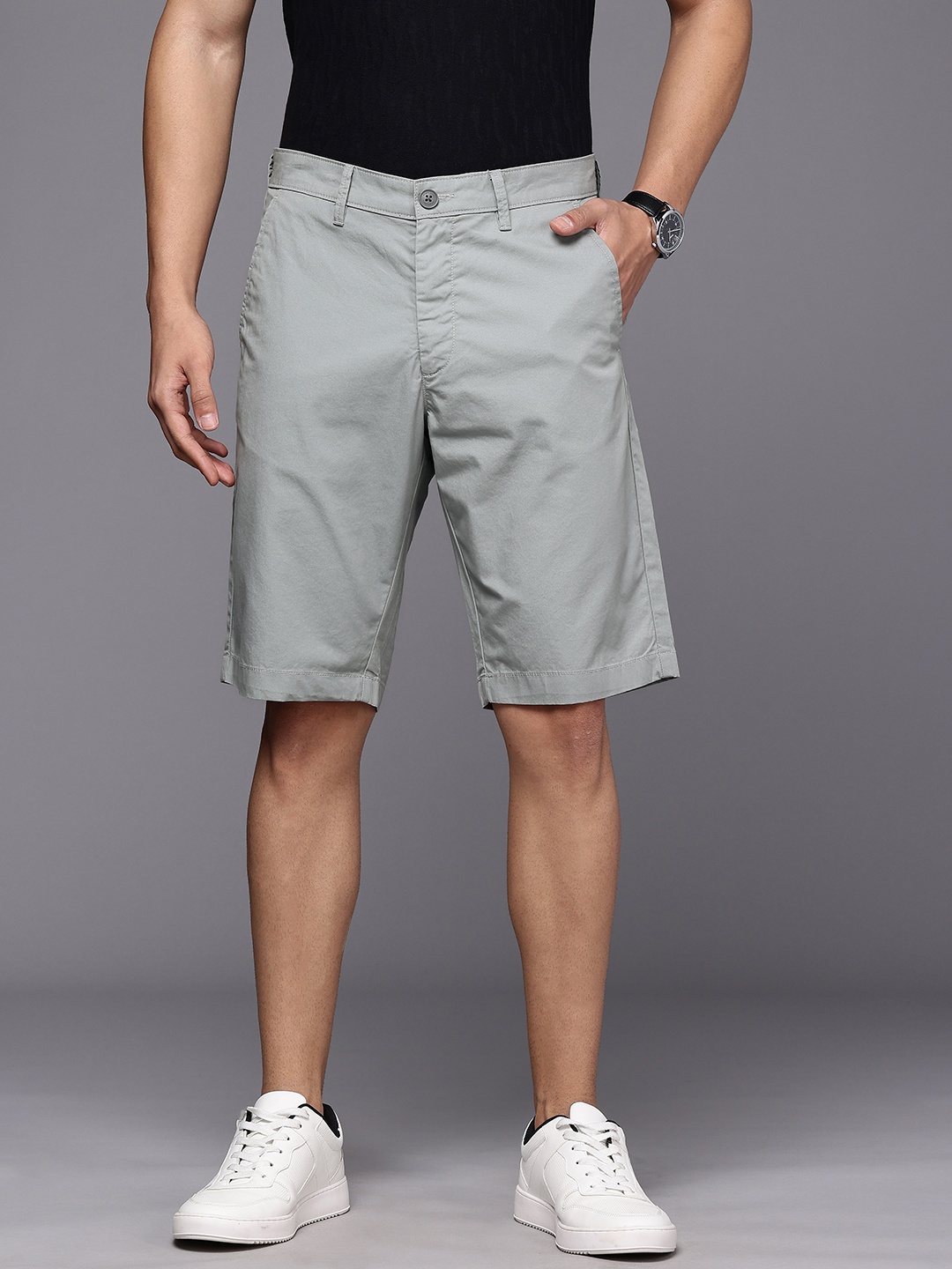 

Allen Solly Men Pure Cotton Slim Fit Shorts, Grey