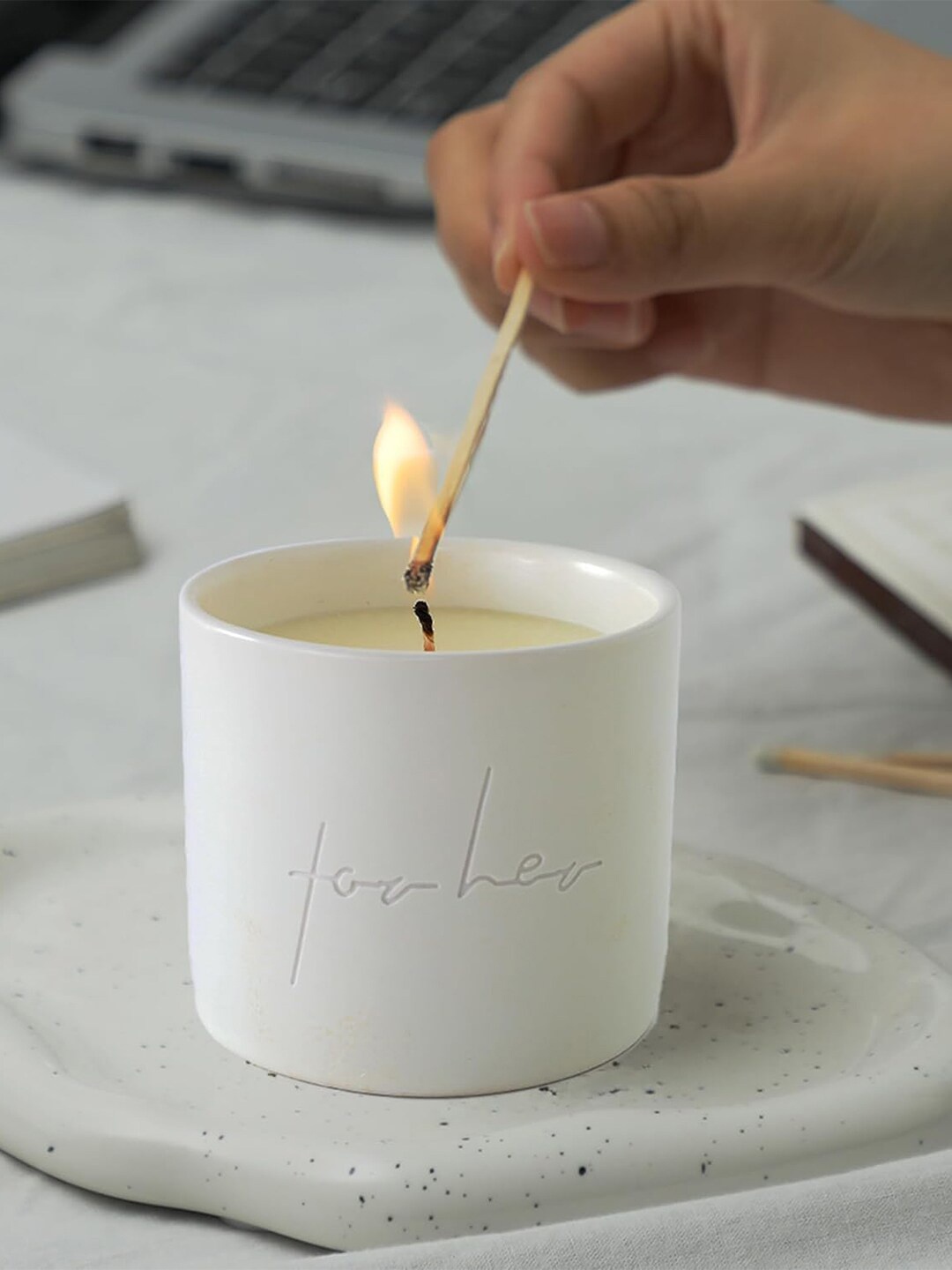 

Kuber Industries Solid Scented Jar Candle, White