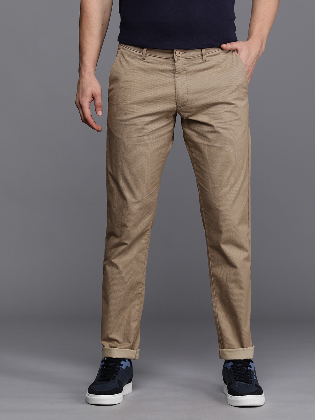 

Allen Solly Men Mid Rise Micro Ditsy Printed Slim Fit Chinos Semi Formal Trousers, Khaki
