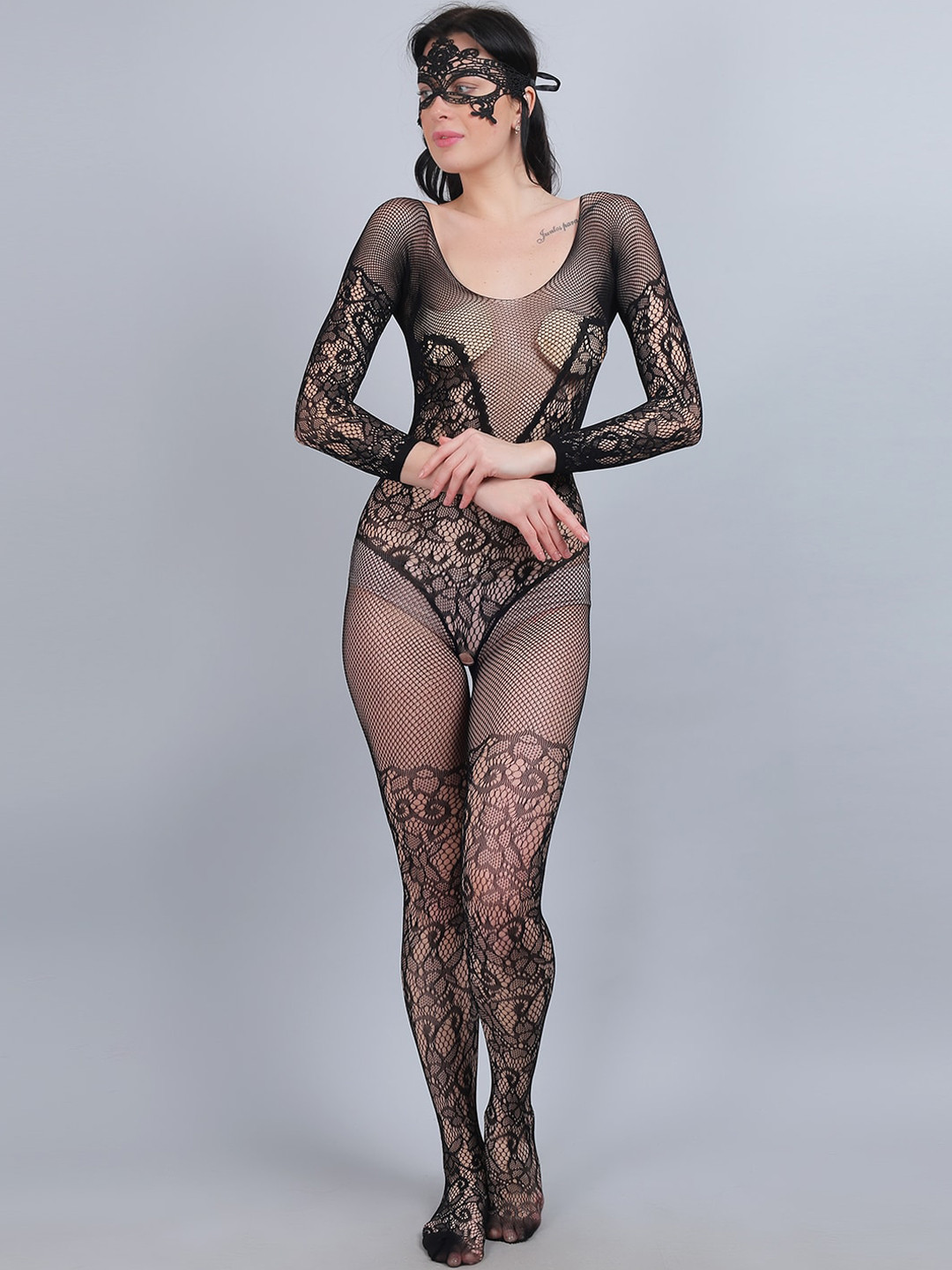 

COLOR STYLE Stretchable Self Design Baby Doll, Black