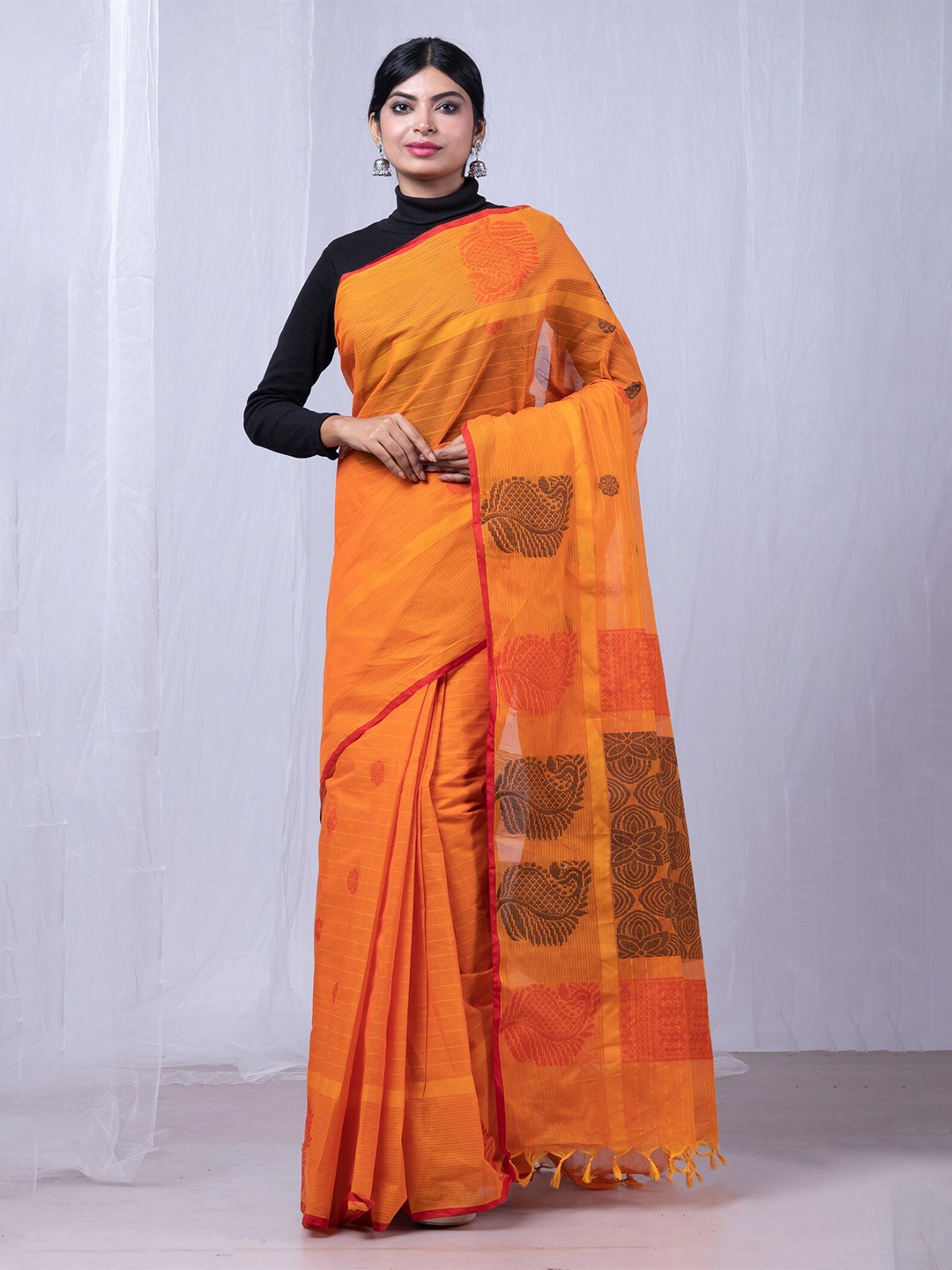 

Unnati Silks Woven Design Handloom Chettinad Saree, Orange