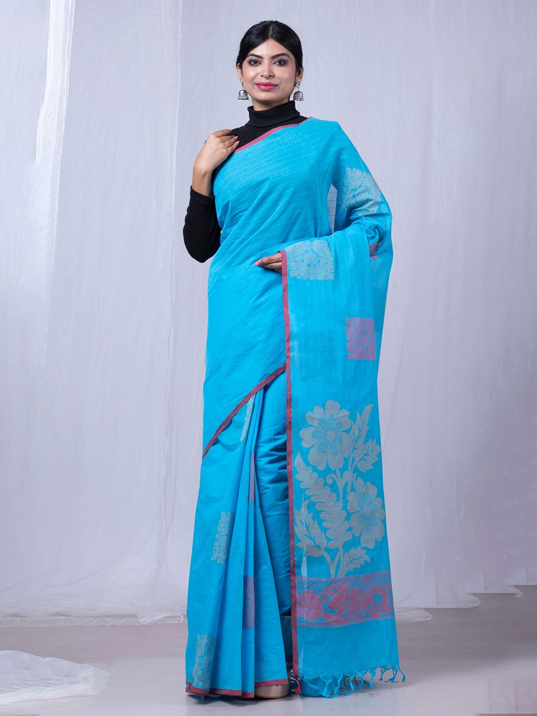 

Unnati Silks Checked Woven Design Chettinad Saree, Blue