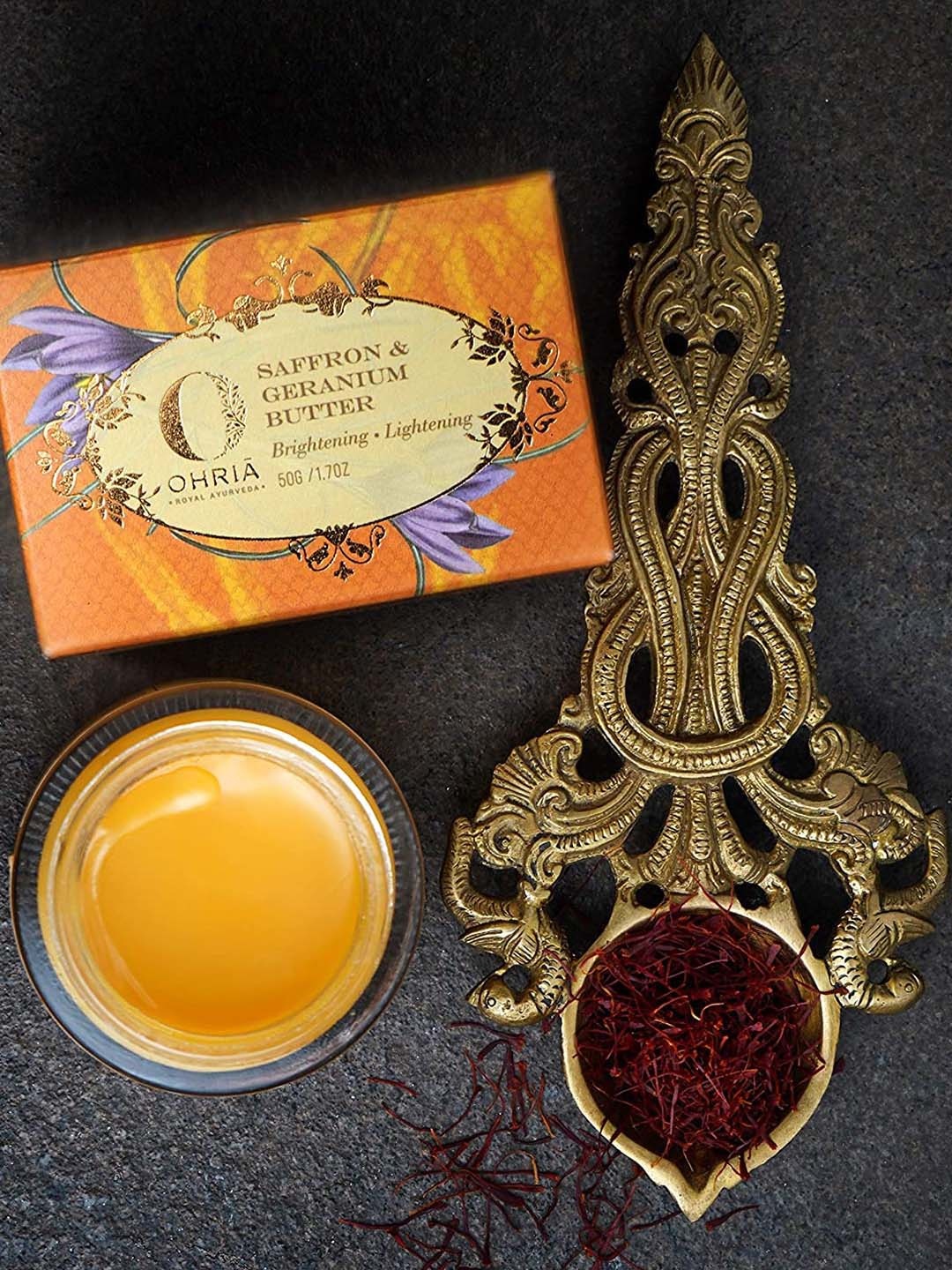 

OHRIA AYURVEDA Saffron & Geranium Butter For Skin Brightening & Lightening 50 G, Orange