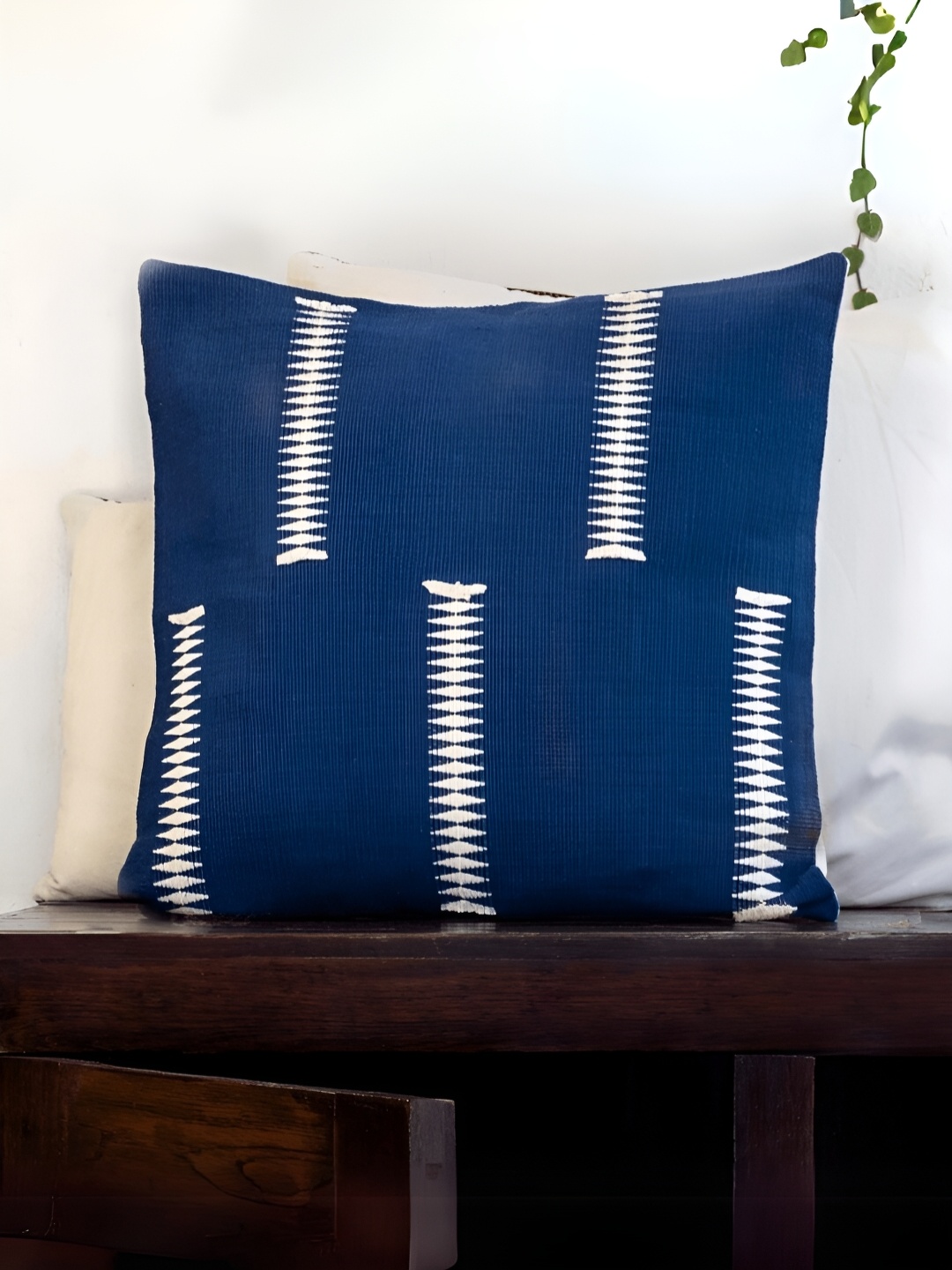 

Peepul Tree Blue & White Geometric Square Cotton Cushion Covers