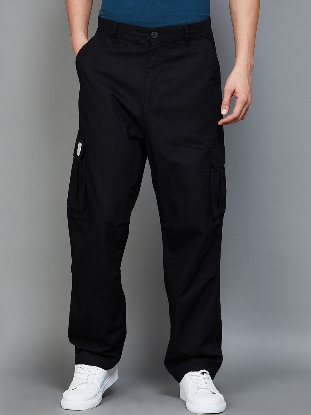 

SmileyWorld Men Cotton Cargos Trousers, Black