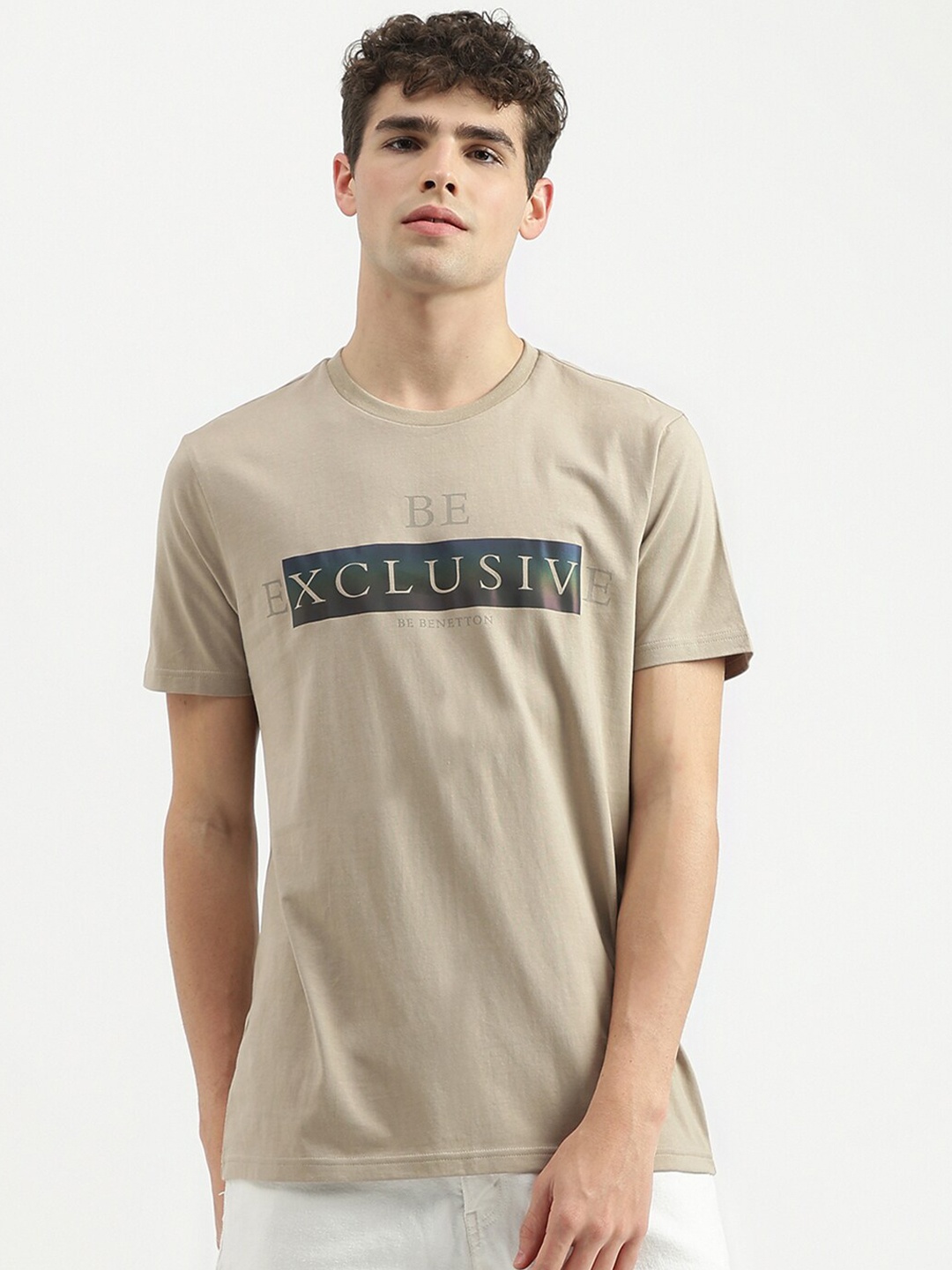 

United Colors of Benetton Typography Printed Round Neck T-shirt, Brown