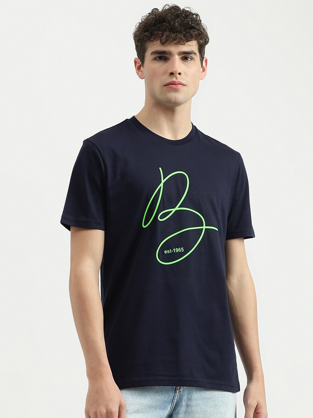 

United Colors of Benetton Graphic Printed Pure Cotton T-shirt, Blue