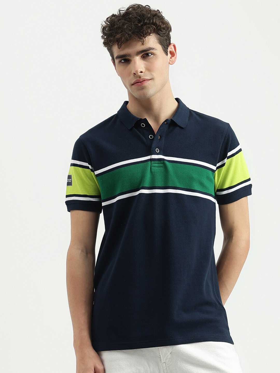 

United Colors of Benetton Polo Collar Short Sleeves Cotton T-shirt, Blue