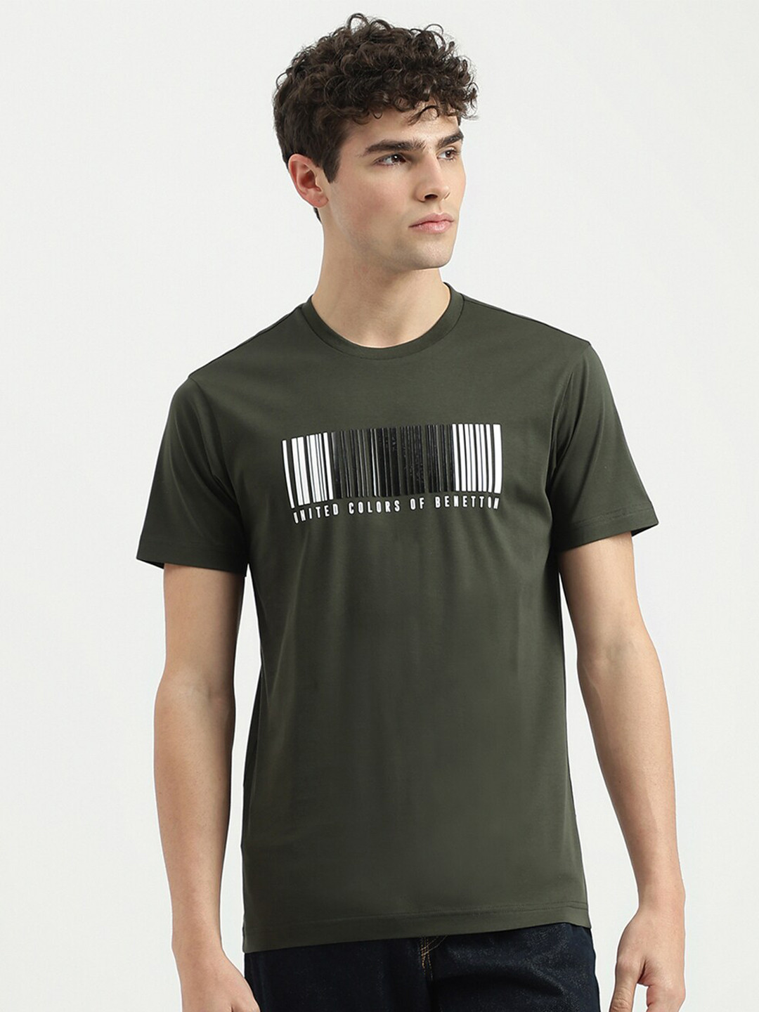 

United Colors of Benetton Typography Printed Pure Cotton T-shirt, Green