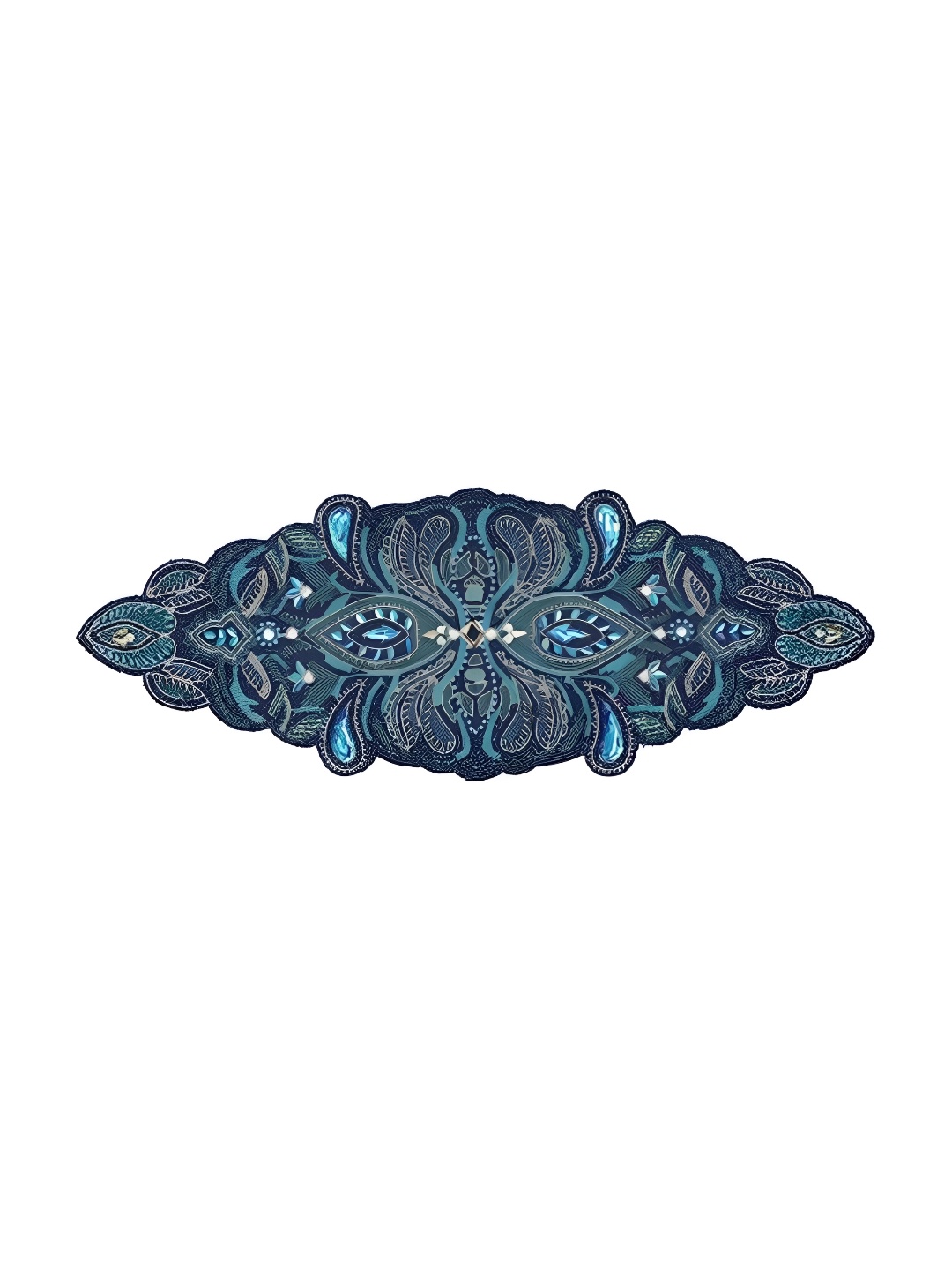 

YWULY Turquoise Blue Embellished Dining Table Runner
