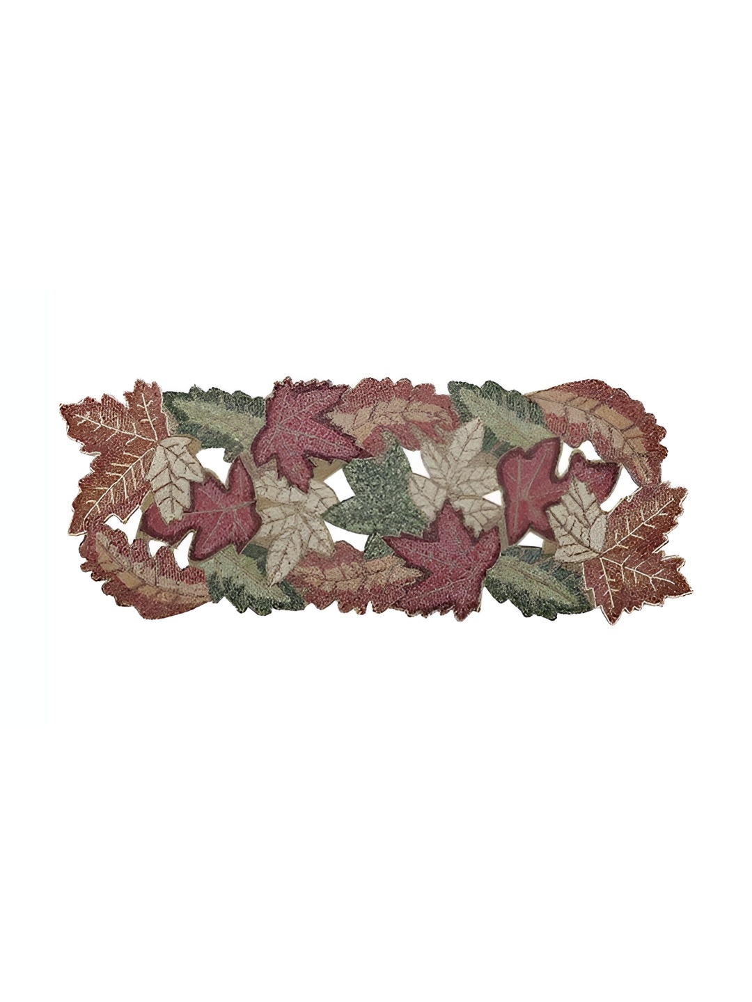 

YWULY Green & Maroon Beads Embellished Abstract Shaped Table Runner