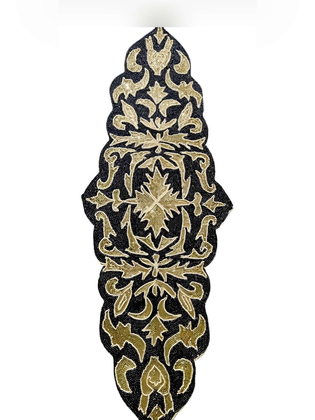 

YWULY Gold Toned & Black Embellished Abstract Shaped Table Runner