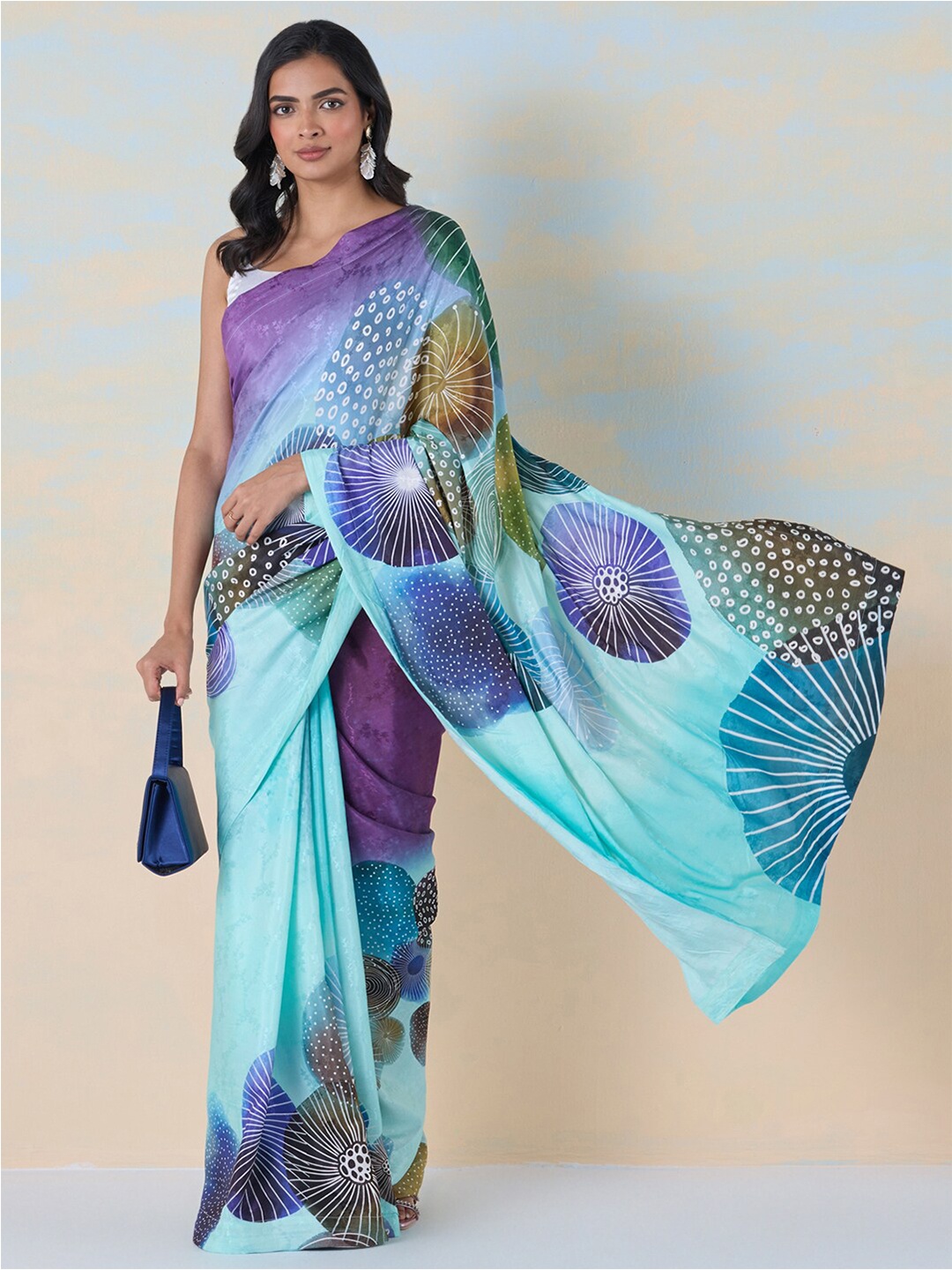 

navyasa by liva Ready to Wear Liva Saree, Blue