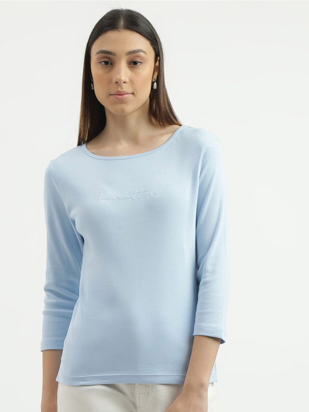 United Colors of Benetton Pure Cotton Regular Fit T-shirt, Blue