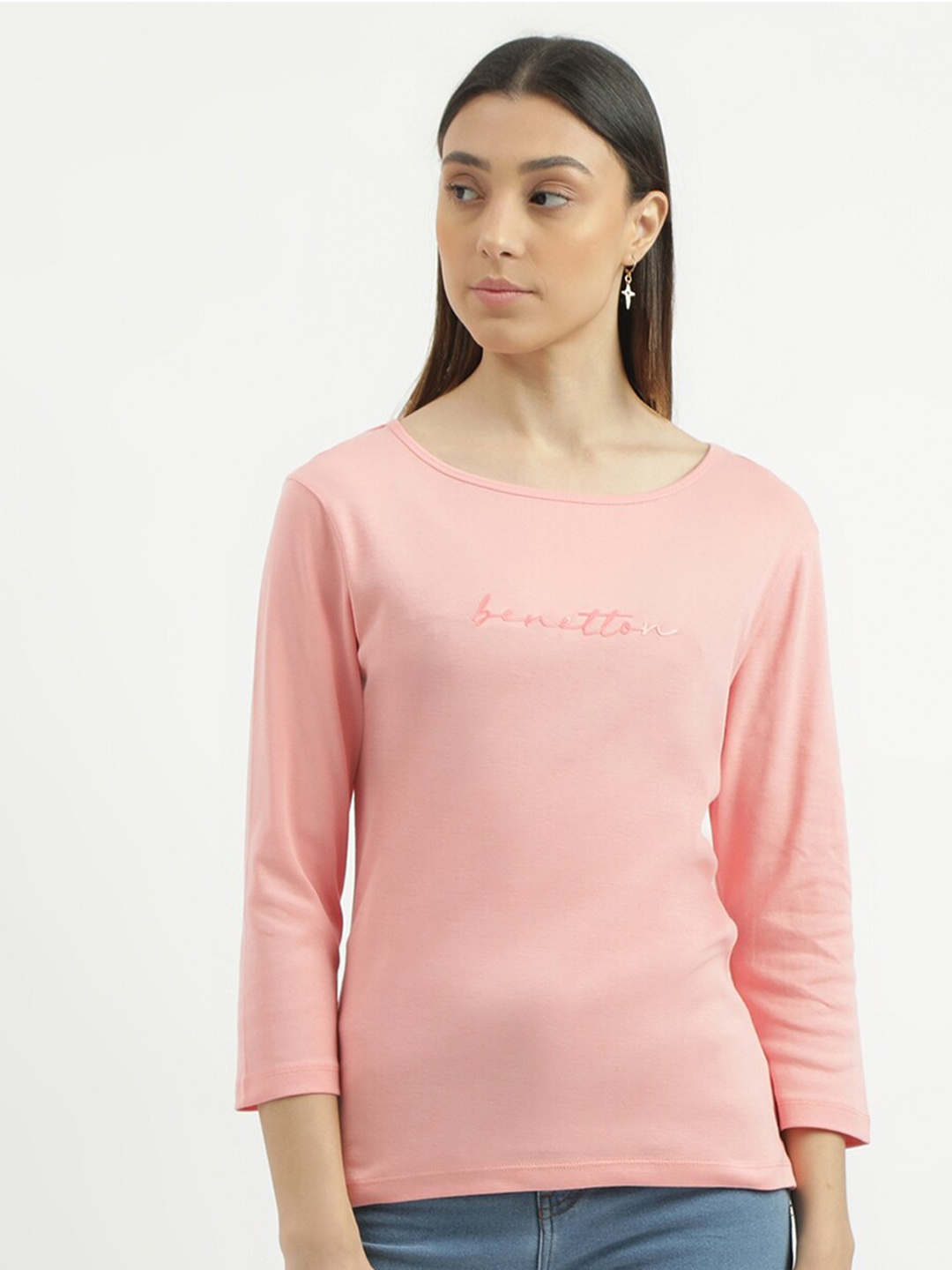 

United Colors of Benetton Pure Cotton Regular Fit T-shirt, Pink