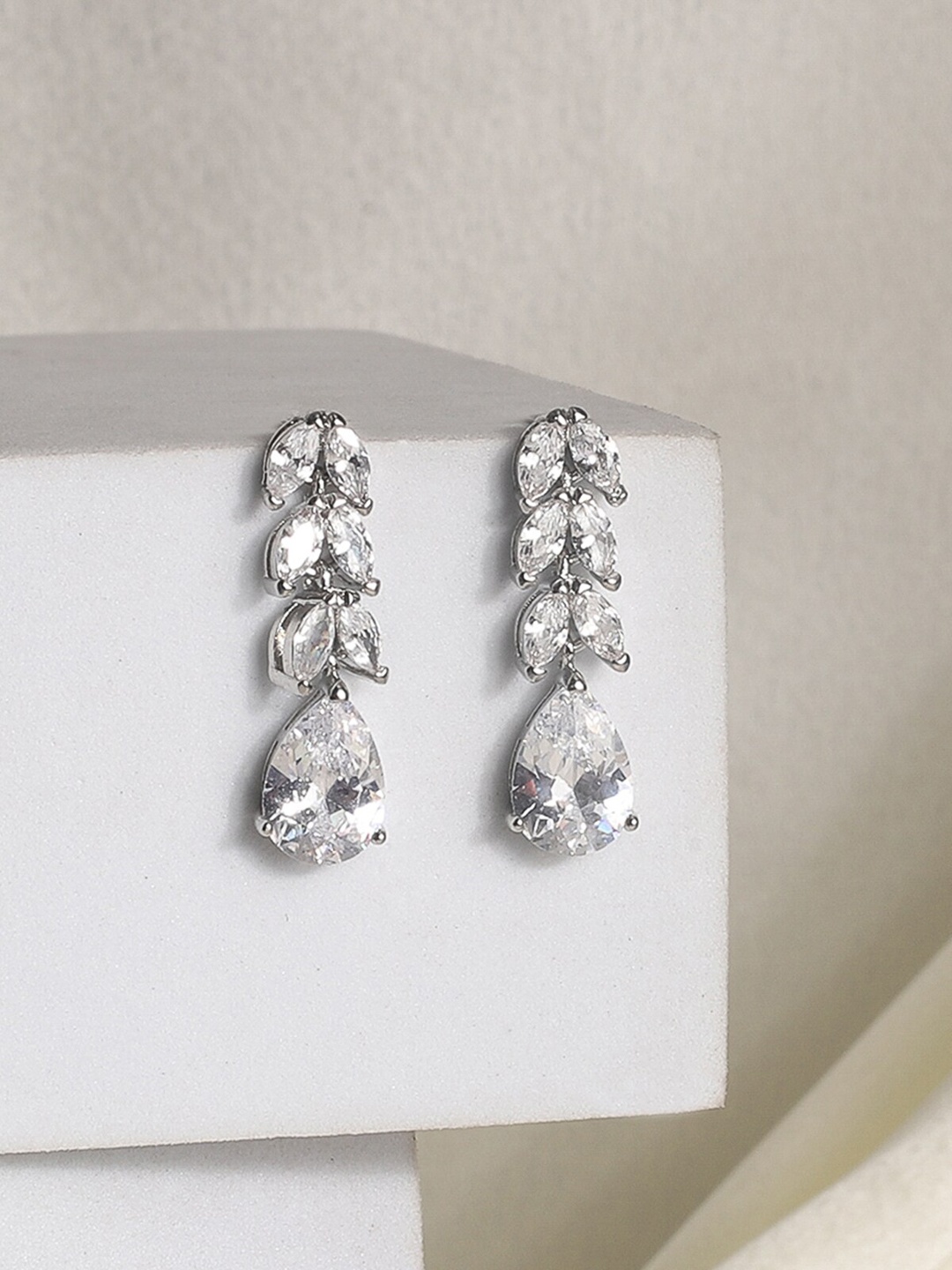 

Avyana Rhodium-Plated Cubic Zirconia Drop Earrings, Silver