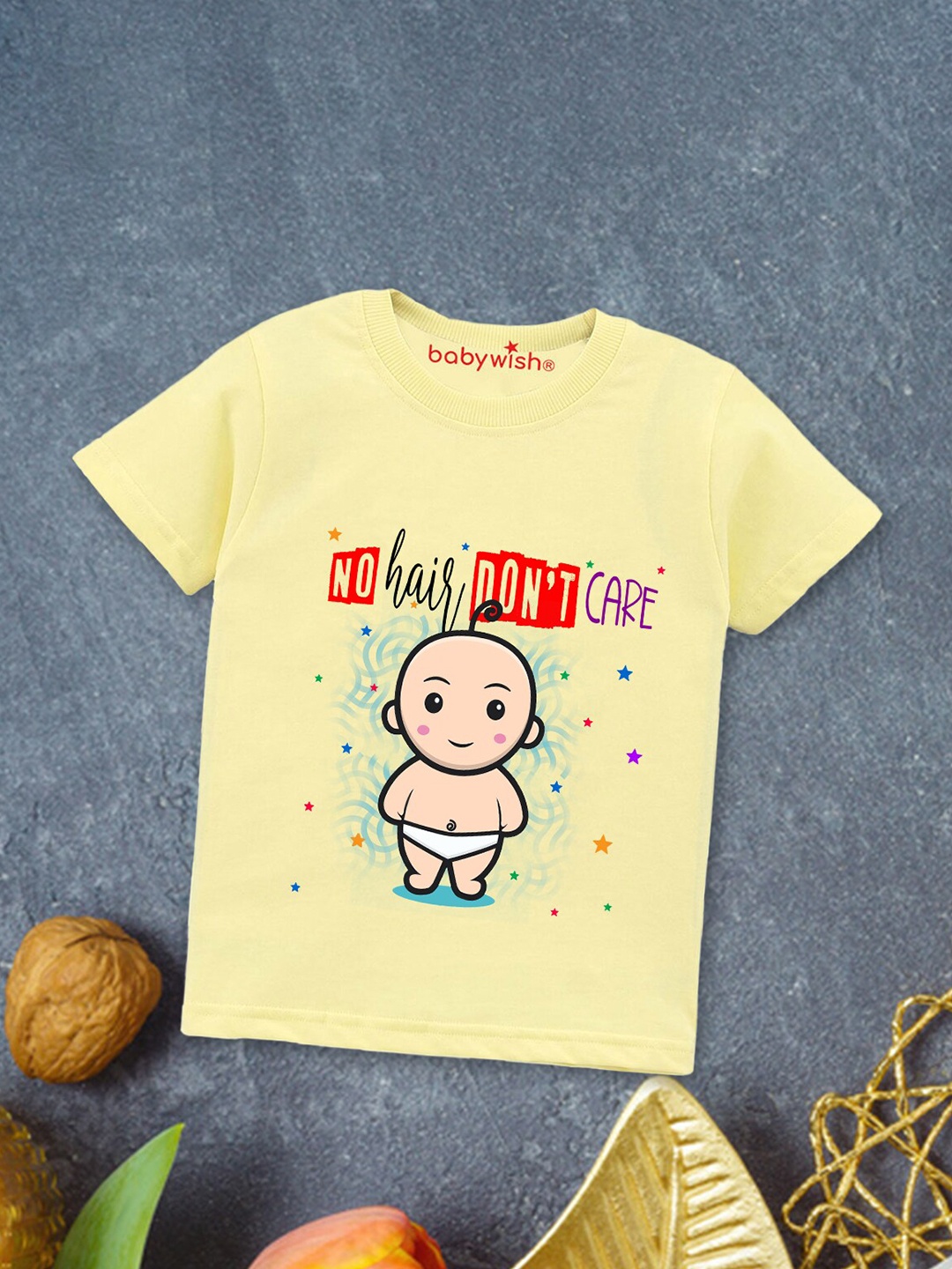 

Babywish Kids Humour and Comic Printed Round Neck Cotton T-shirt, Yellow