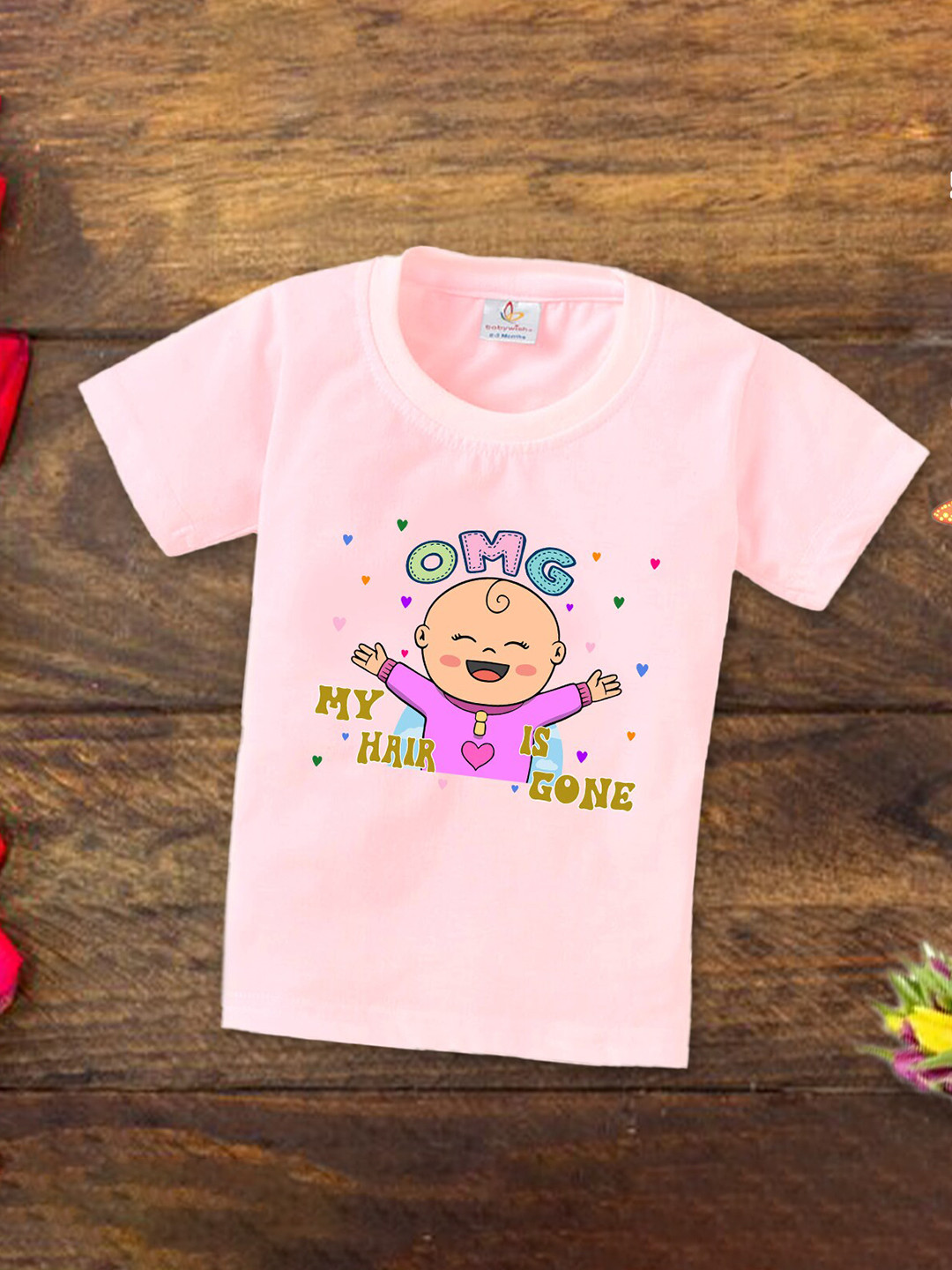 

Babywish Kids Humour and Comic Printed Round Neck Cotton T-shirt, Pink