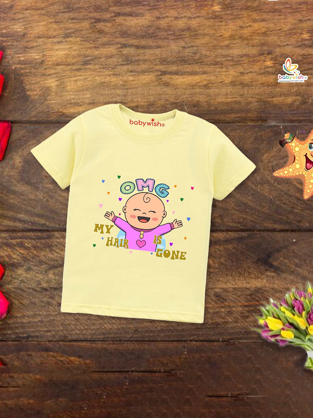 

Babywish Kids Graphic Printed Cotton T-Shirt, Yellow