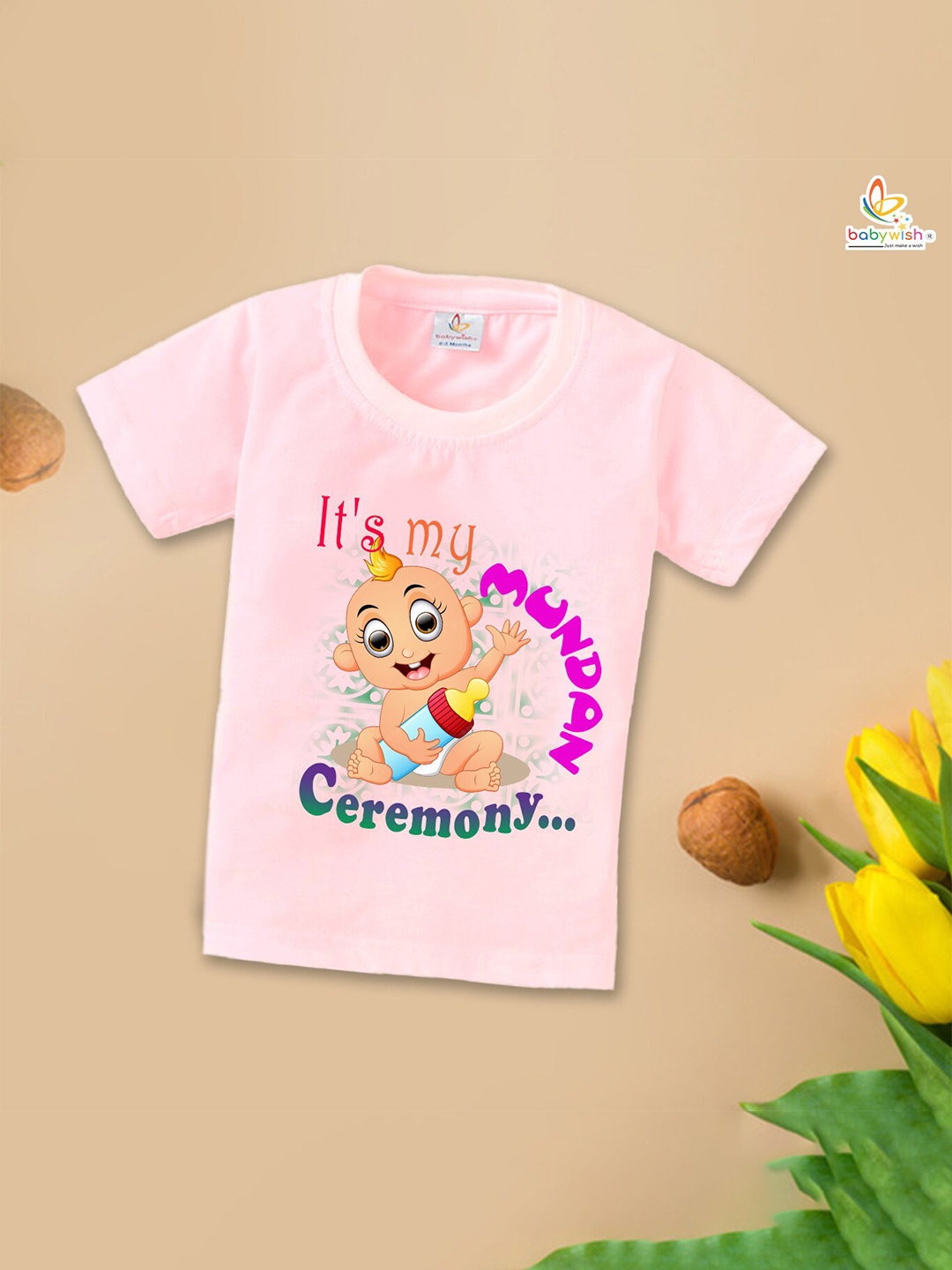 

Babywish Kids Humour and Comic Printed Round Neck Cotton T-shirt, Pink