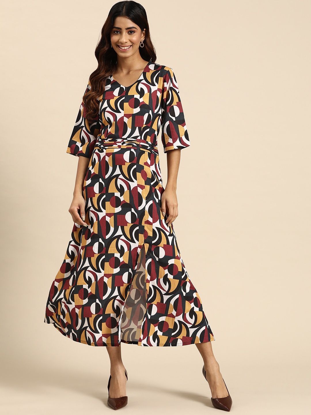 

WoowZerz Geometric Printed A-Line Maxi Dress, Multi