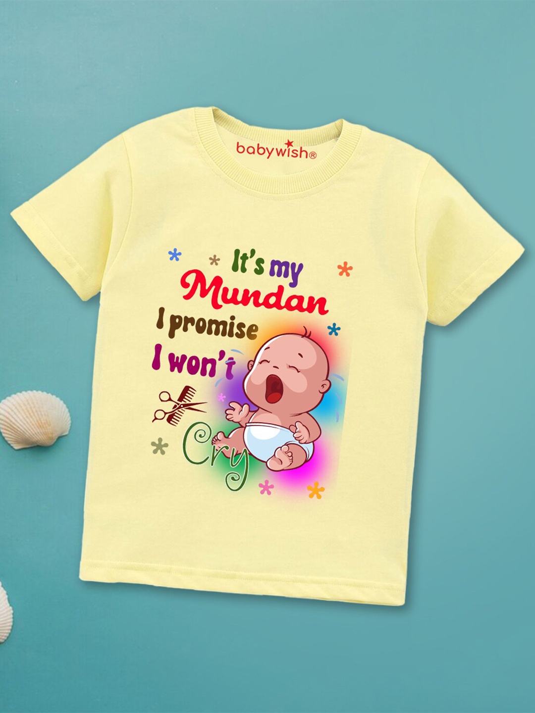 

Babywish Kids Graphic Printed Cotton T-Shirt, Yellow