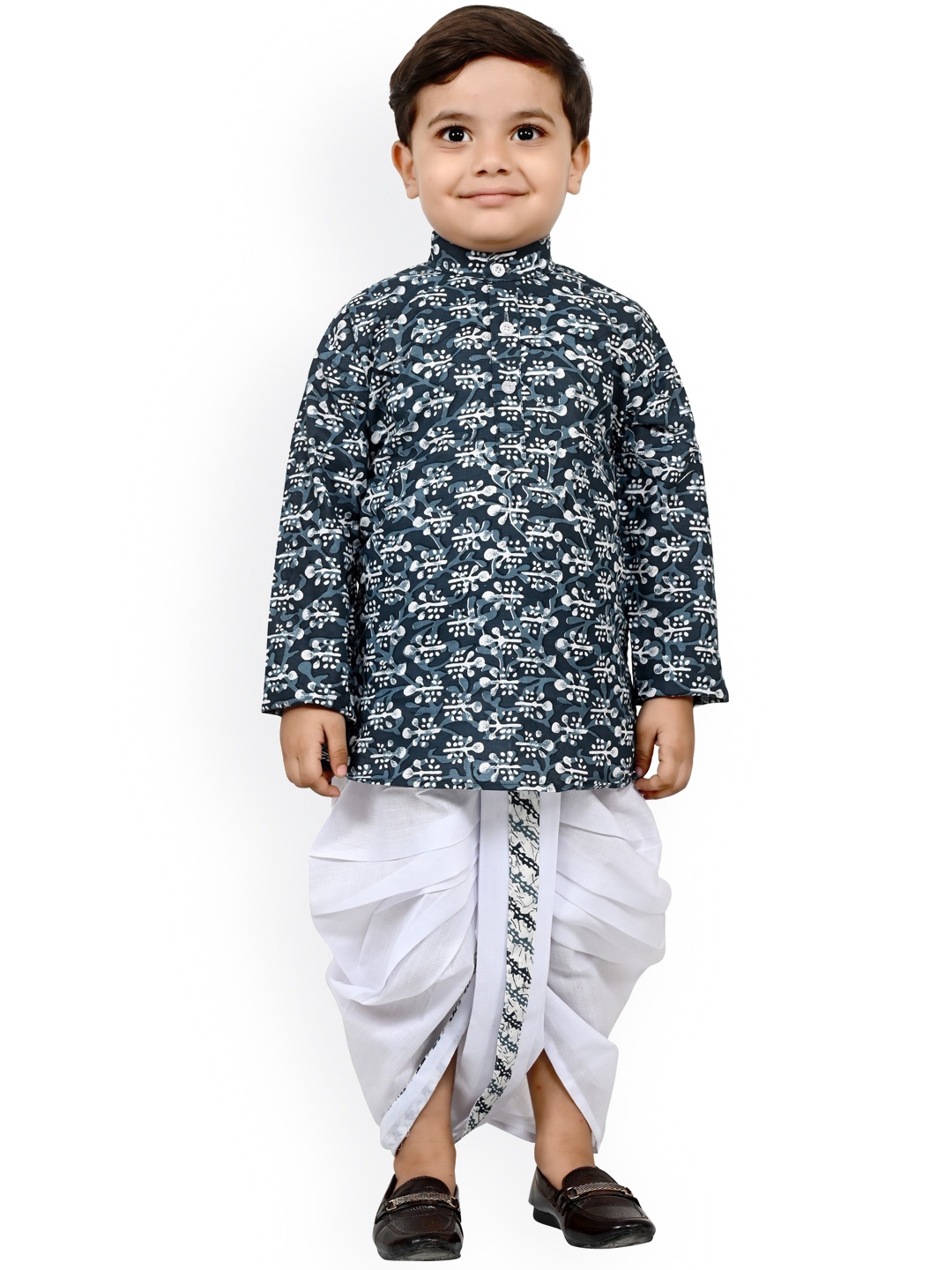 

BAESD Boys Ethnic Motifs Printed Regular Kurta With Dhoti Pants, Blue