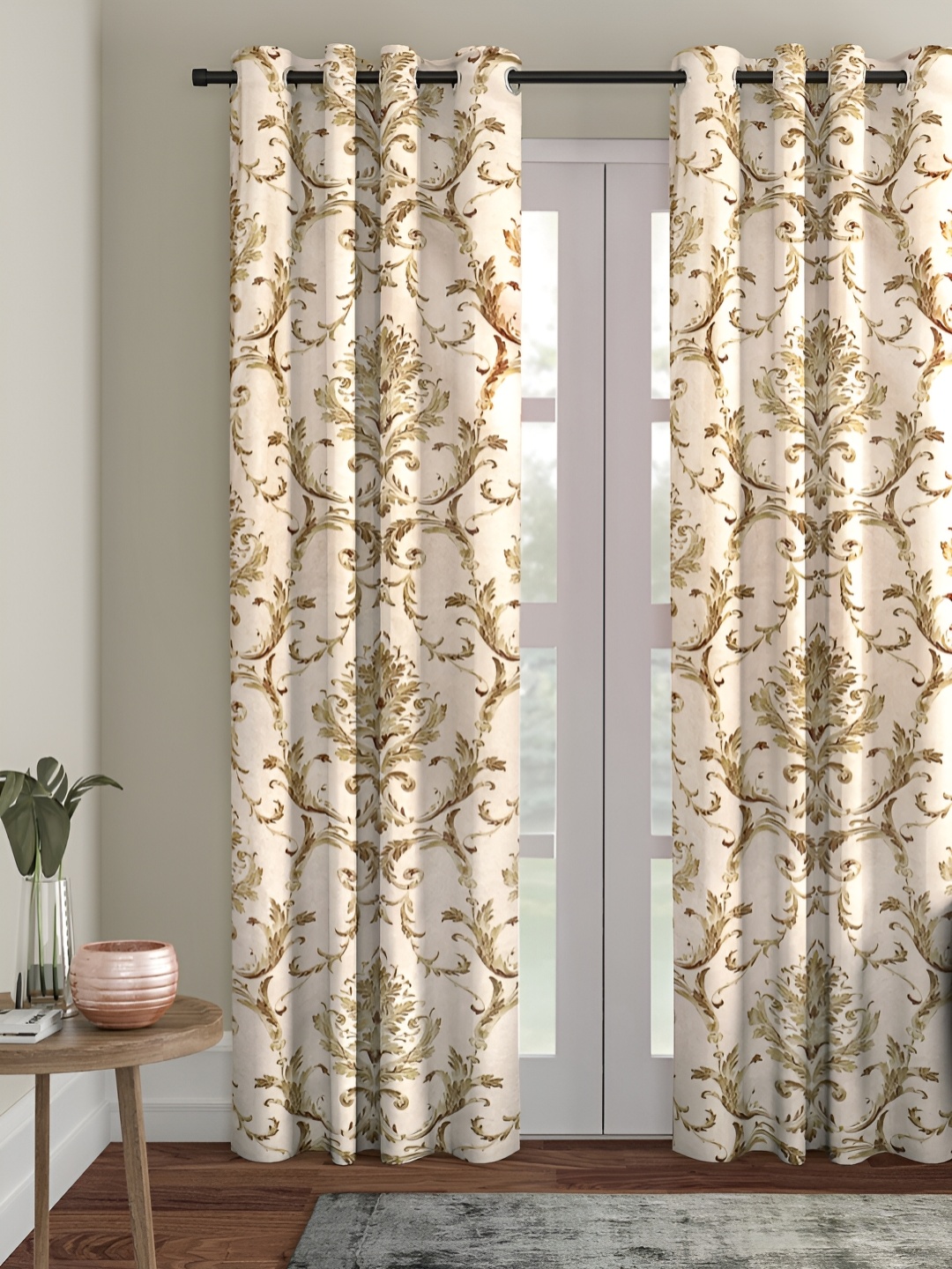 

Aura Beige & Brown Ethnic Motifs Room Darkening Door Curtain