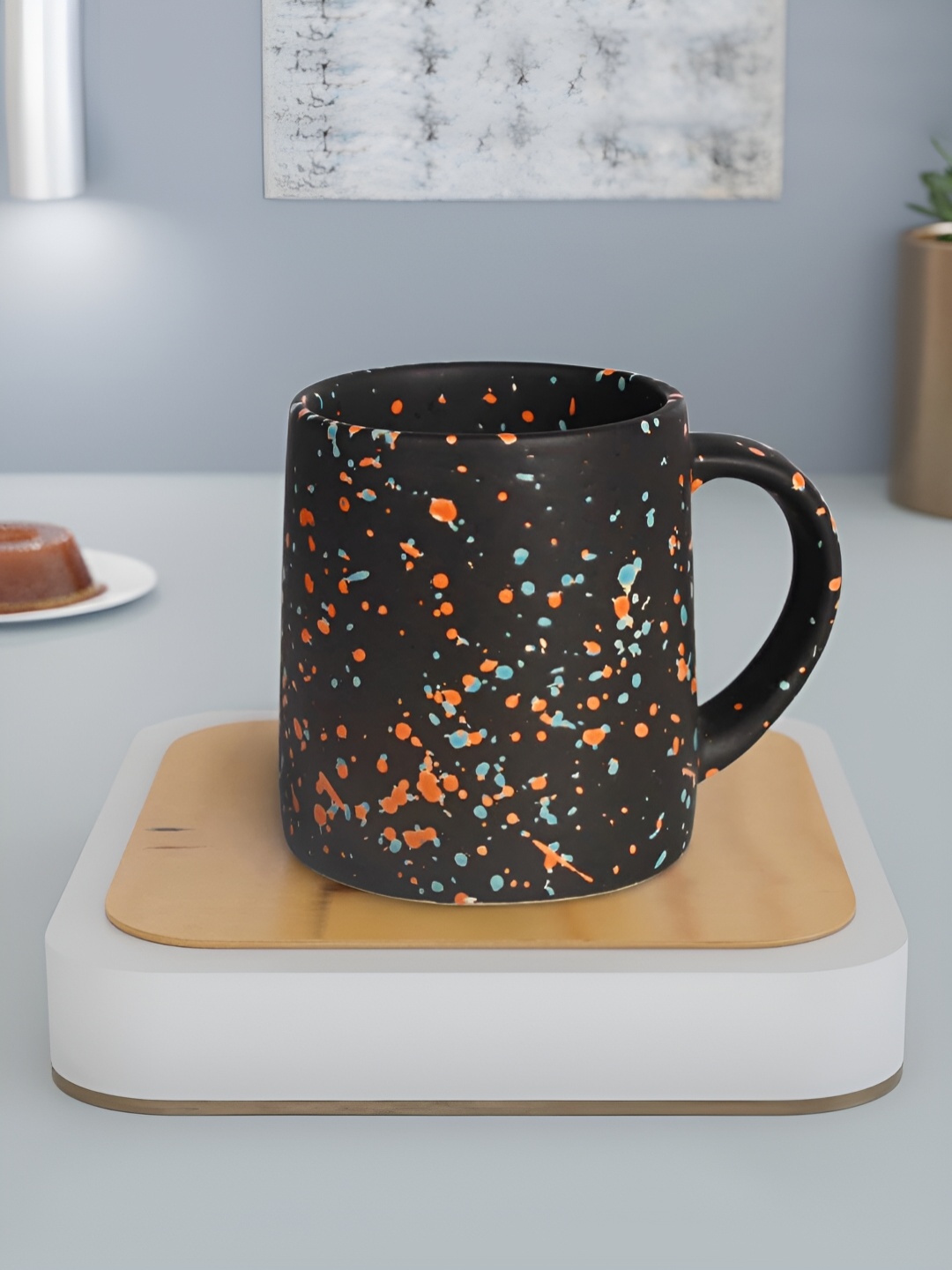 

The Earth Store Black & Blue Handcrafted Textured Ceramic Matte Mugs 320 ml