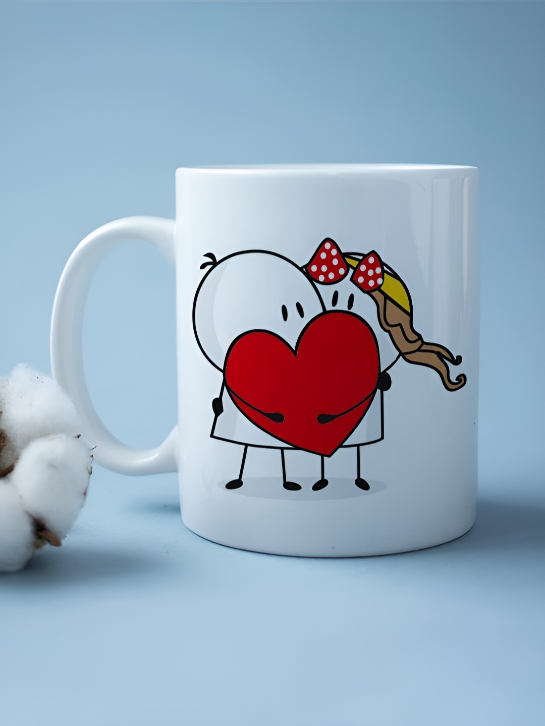 

The Earth Store White & Red Handcrafted Printed Ceramic Glossy Mugs 350 ML