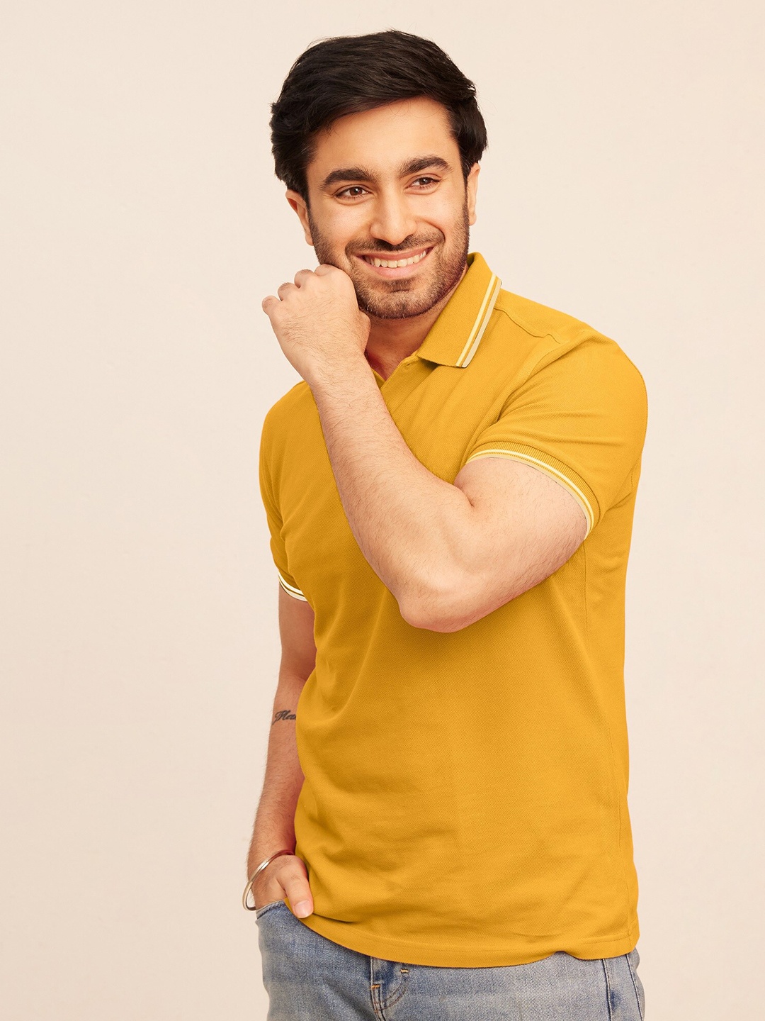 

The Bleu Label Polo Collar Short Sleeves Cotton T-shirt, Mustard