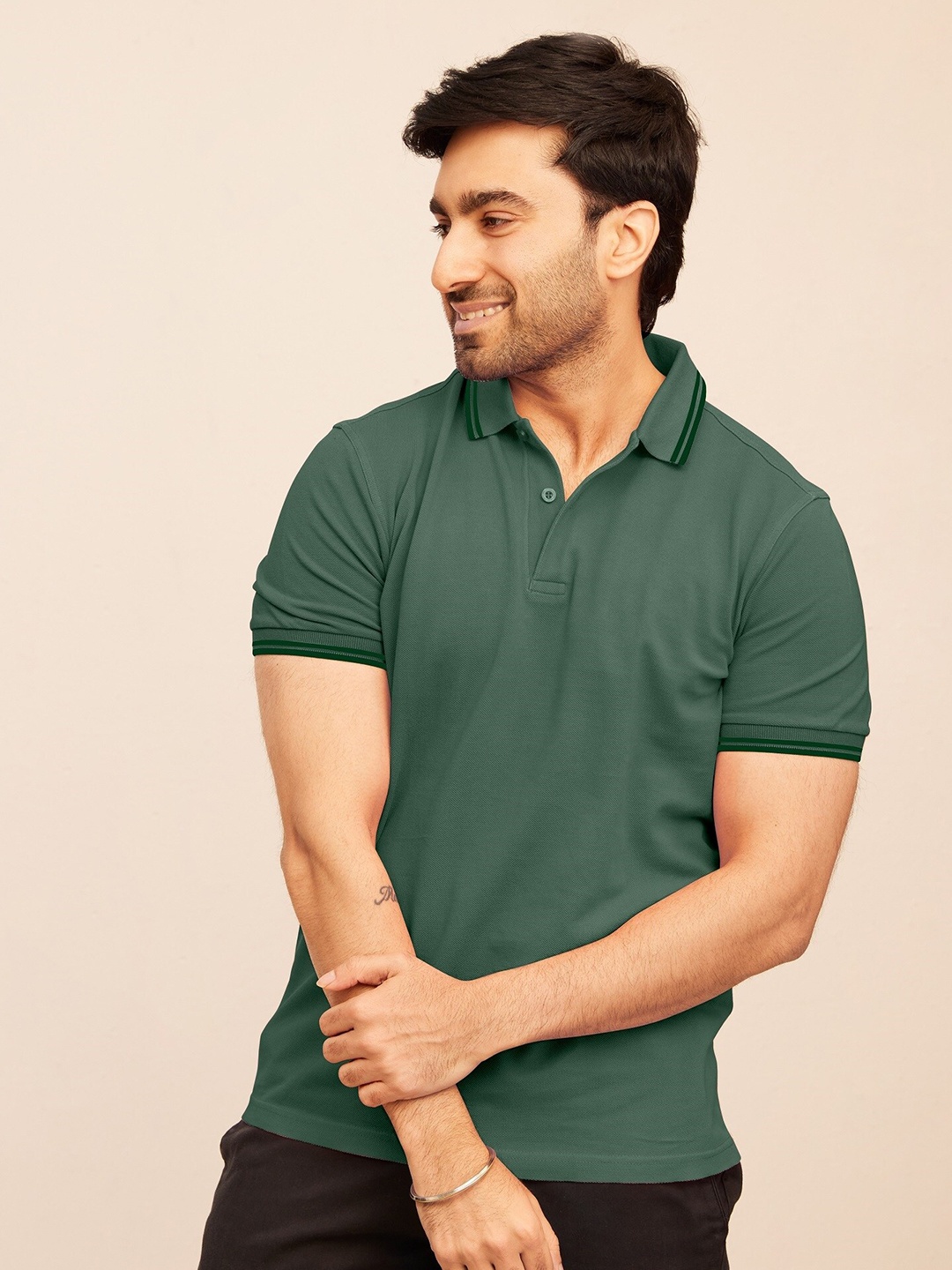 

The Bleu Label Polo Collar Short Sleeves Cotton T-shirt, Teal